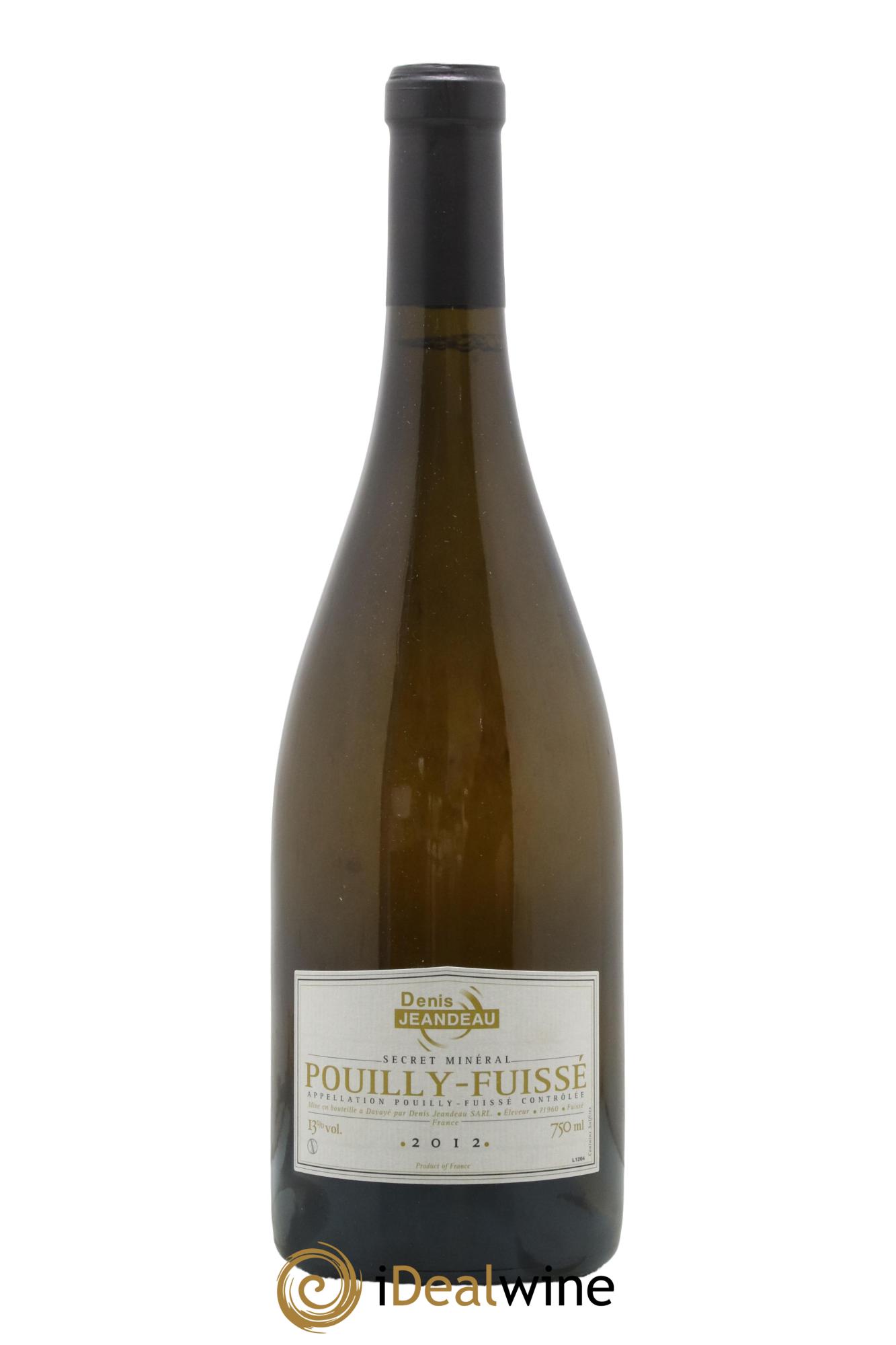 Pouilly-Fuissé Secret Minéral Denis Jeandeau 2012 - Lot de 1 bouteille - 0