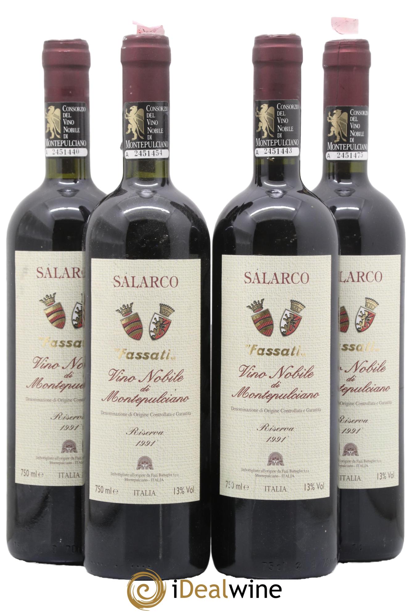Vino Nobile di Montepulciano Montepulciano Fassati Salarco 1991 - Lot of 4 bottles - 0