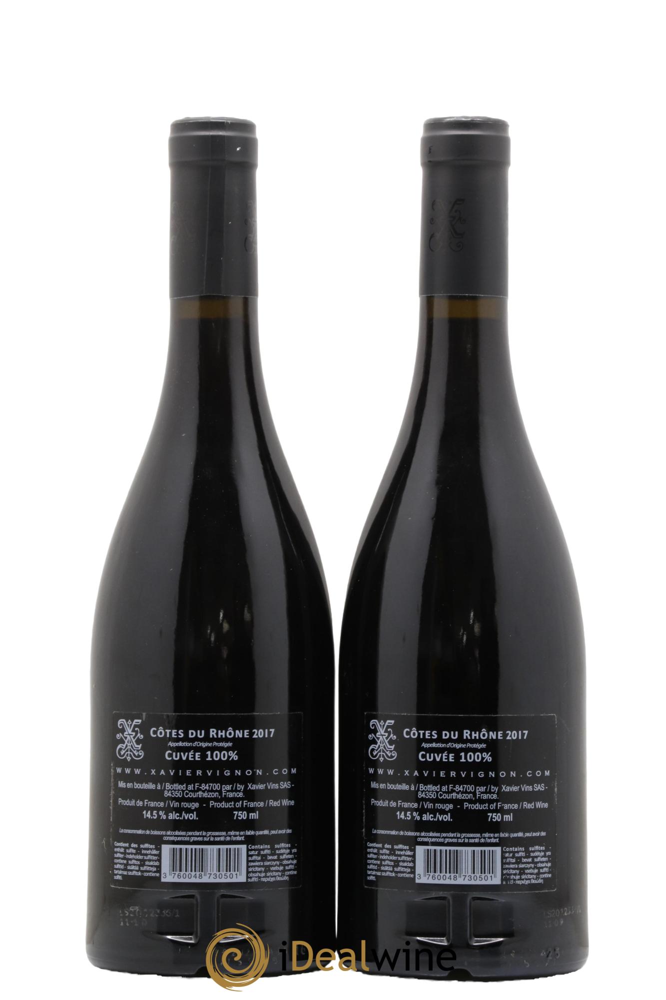 Côtes-du-Rhône Cuvée 100% Domaine Xavier Vignon 2017 - Lot de 2 bouteilles - 1