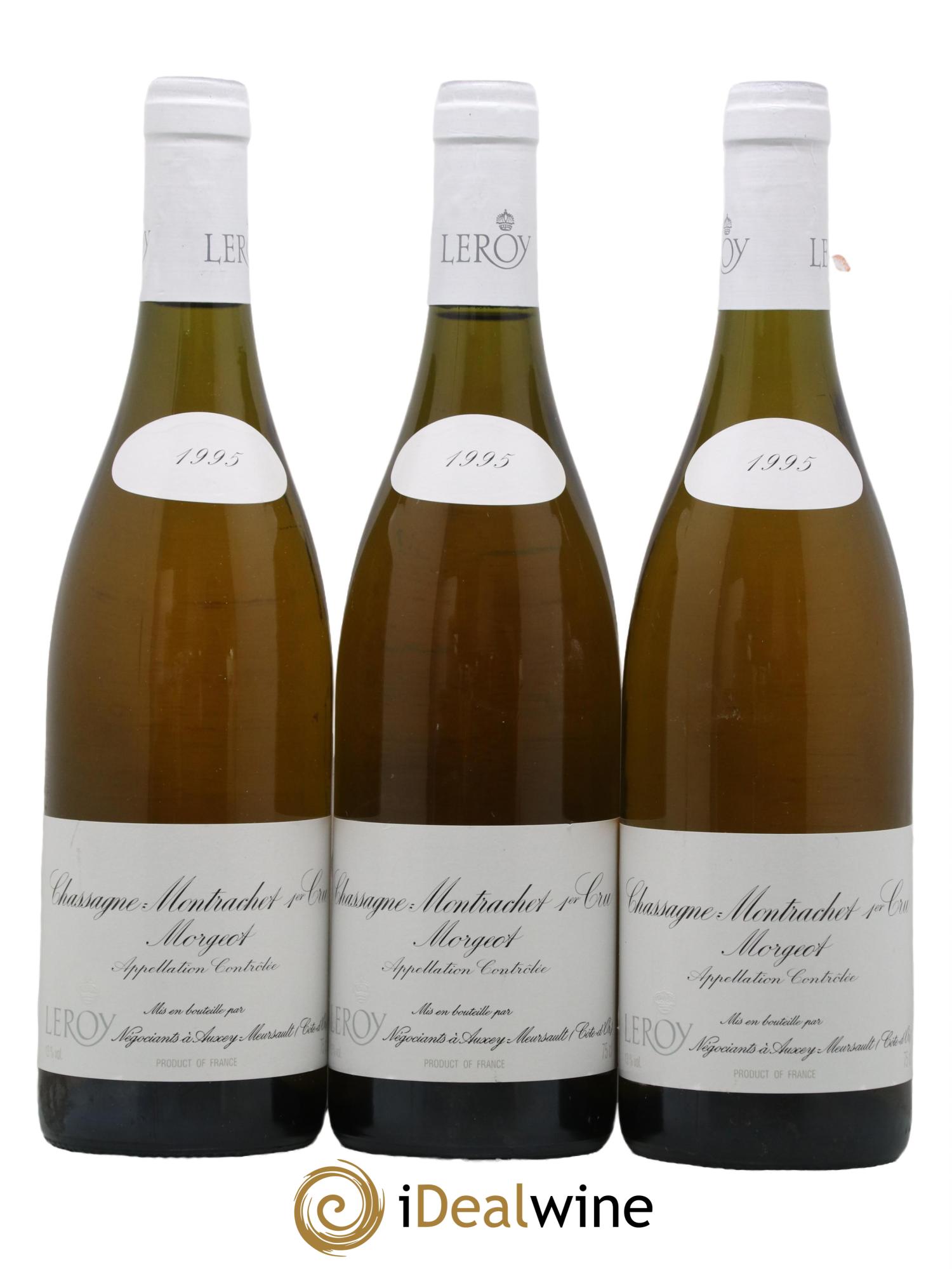 Chassagne-Montrachet 1er Cru Morgeot Leroy SA 1995 - Lot de 3 bouteilles - 0