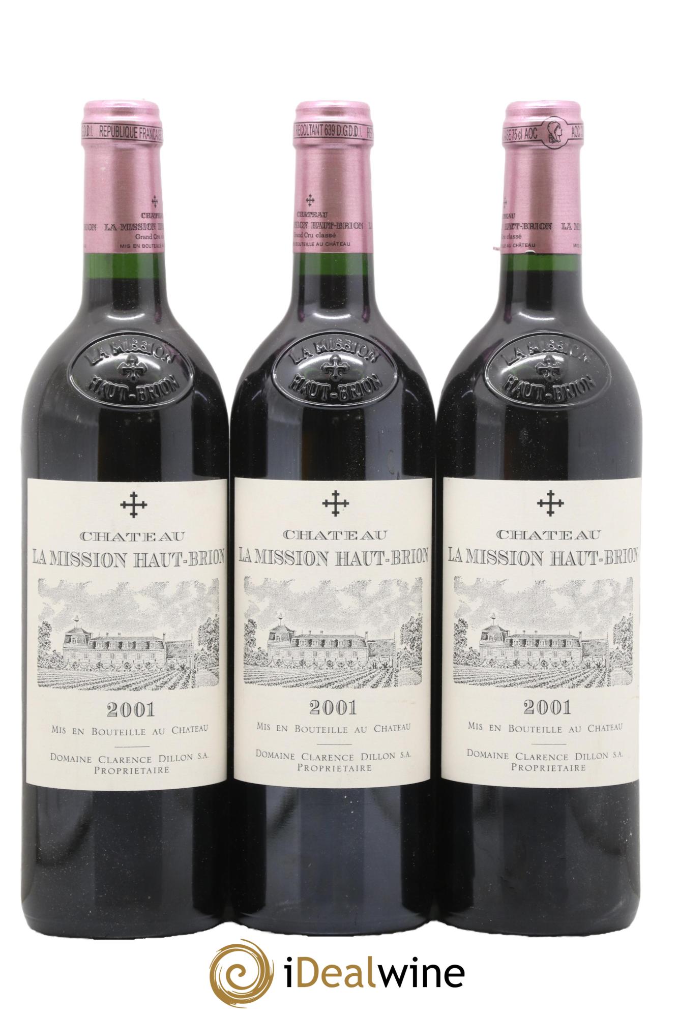 Château la Mission Haut-Brion Cru Classé de Graves 2001 - Lot de 3 bouteilles - 0