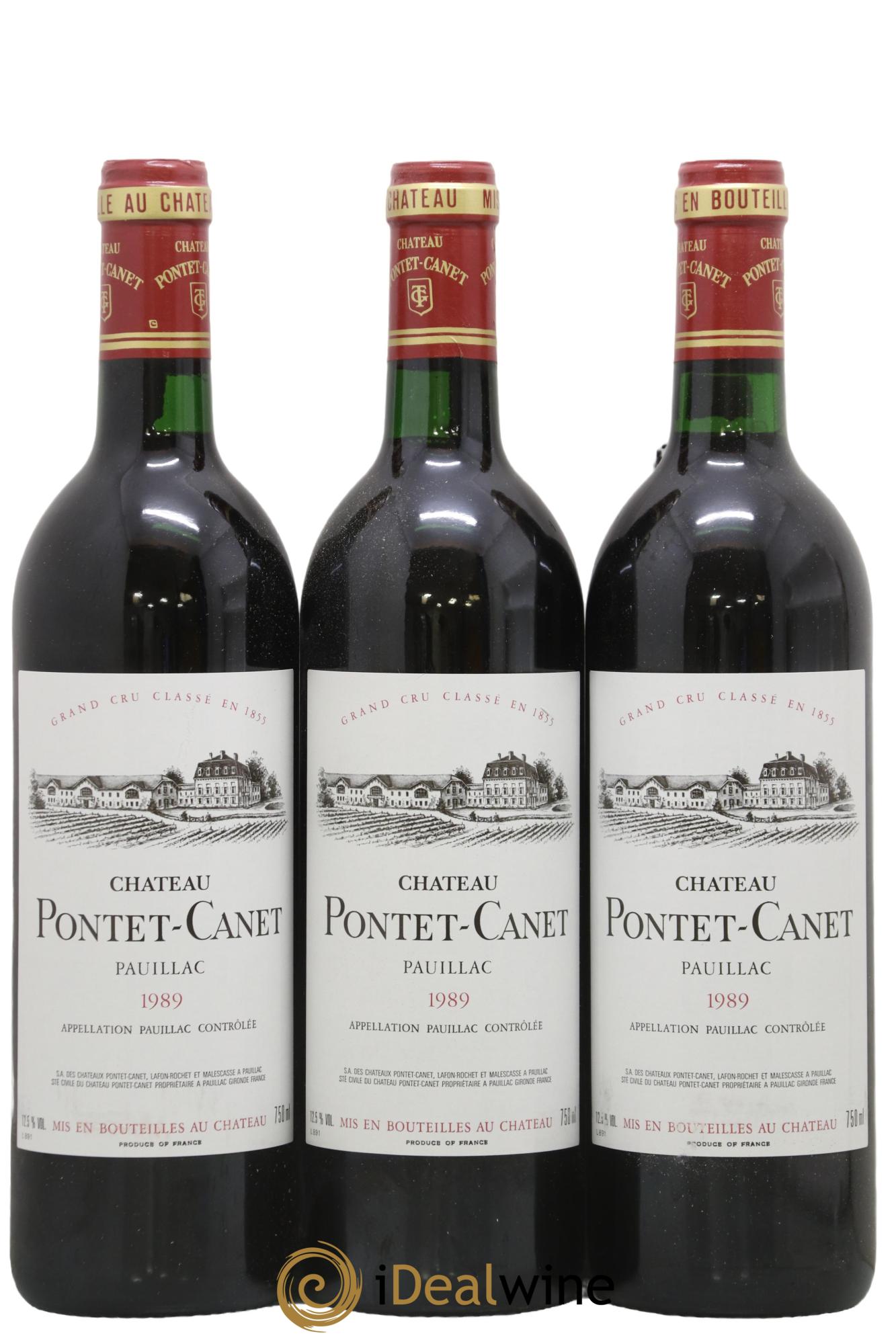 Château Pontet Canet 5ème Grand Cru Classé  1989 - Posten von 3 Flaschen - 0