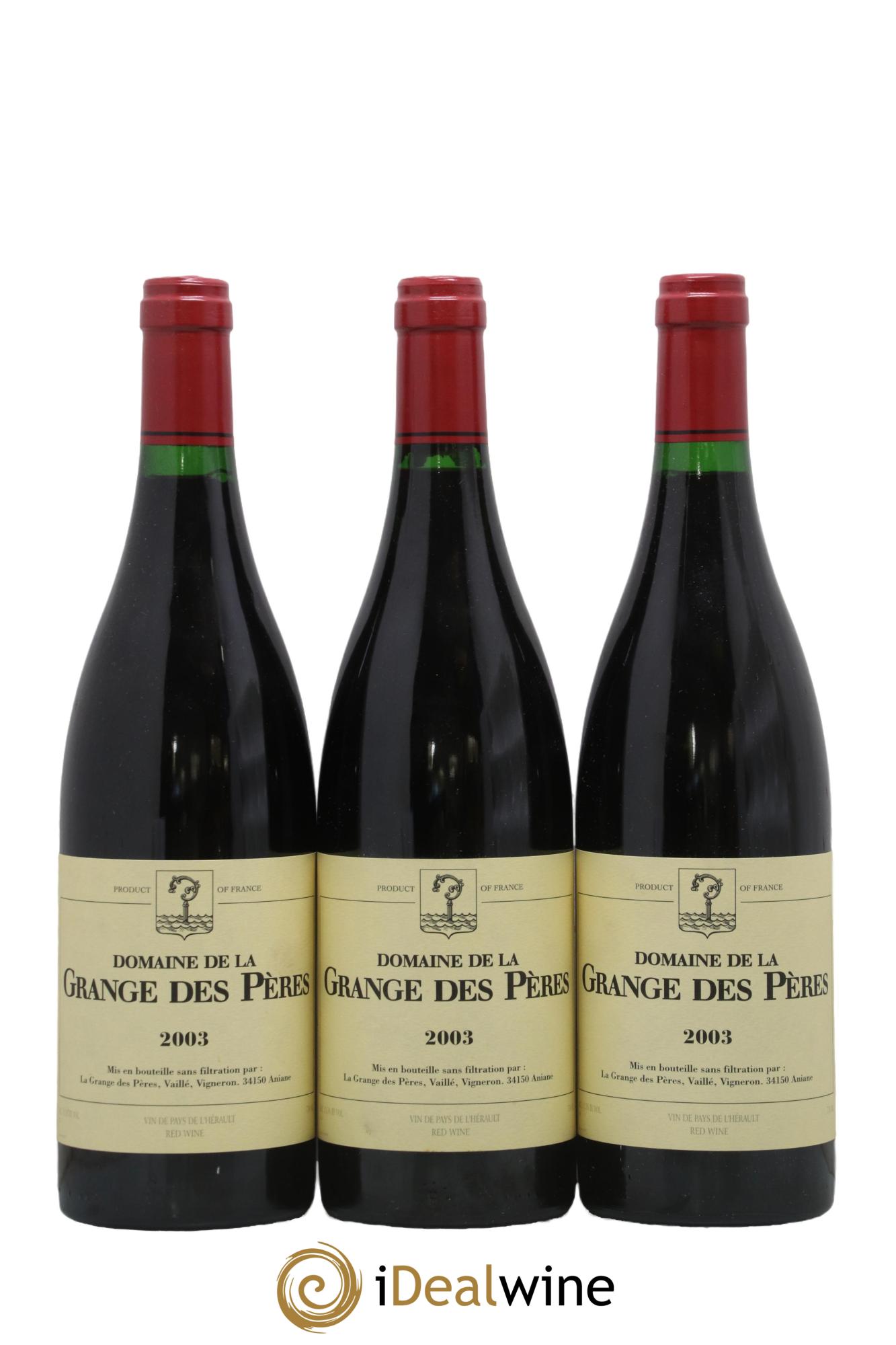 IGP Pays d'Hérault Grange des Pères Laurent Vaillé 2003 - Lot de 3 bouteilles - 0