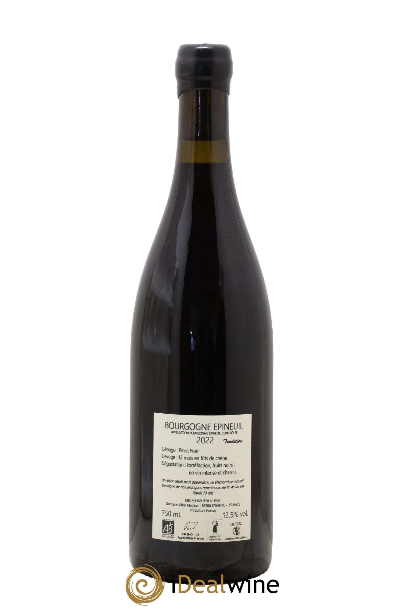 Bourgogne Epineuil Tradition Domaine Alain Mathias 2022 - Lot de 1 bouteille - 1