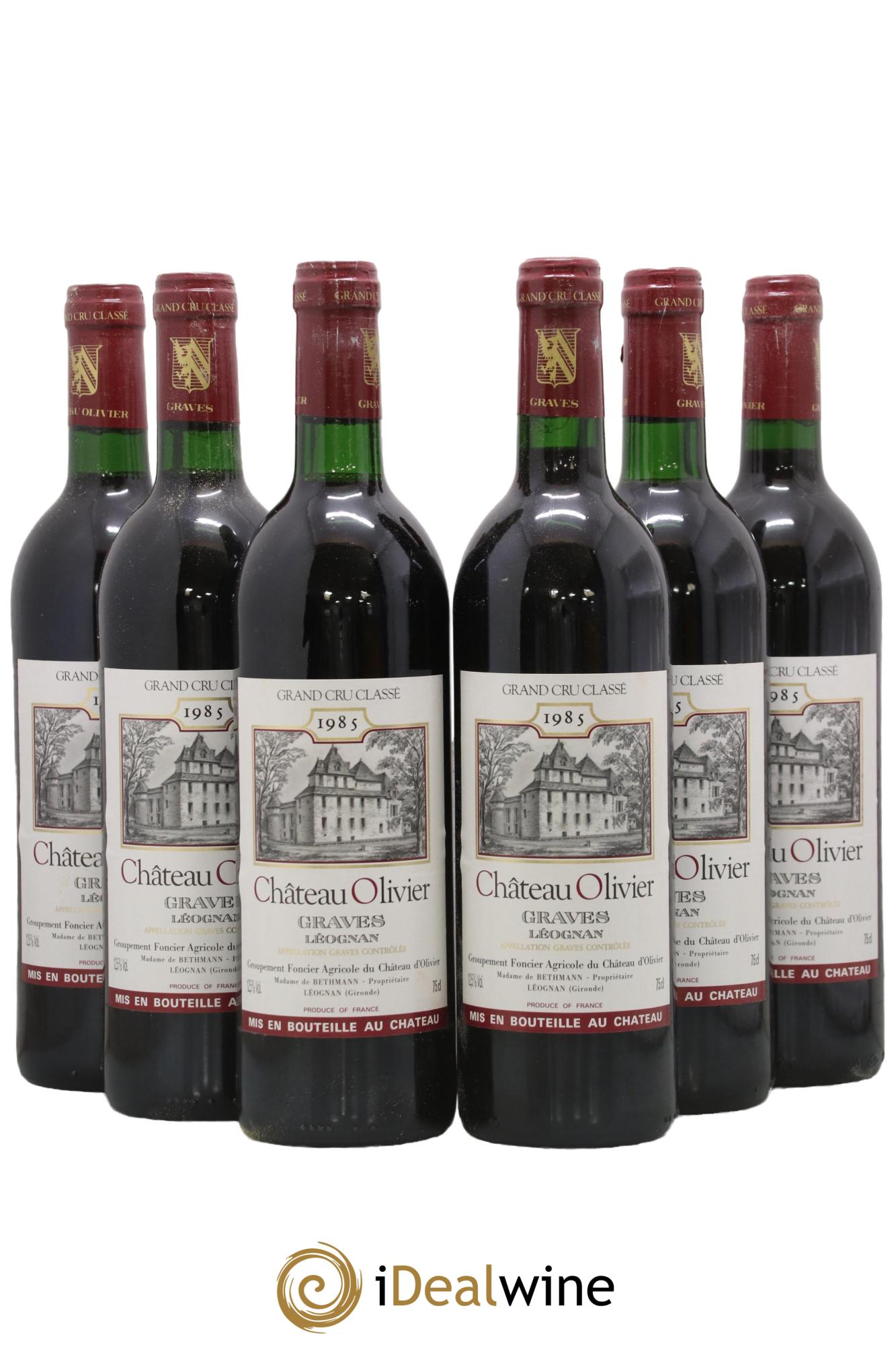 Château Olivier Cru Classé de Graves 1985 - Lot de 6 bouteilles - 0