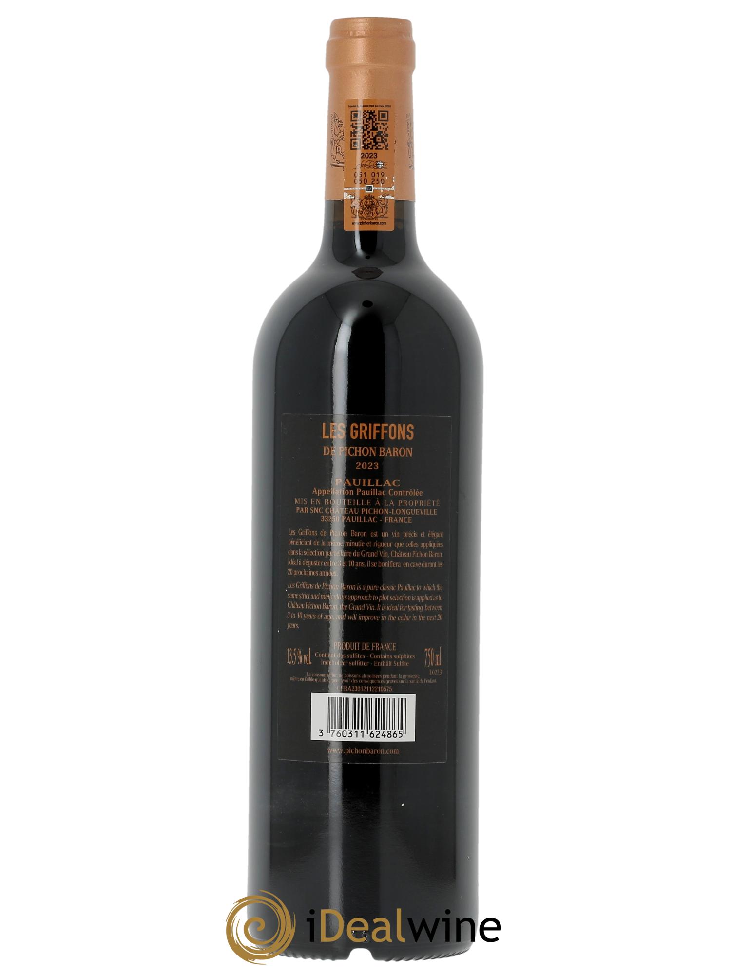 Les Griffons de Pichon Baron (OWC if 6 bts) 2023 - Lot of 1 bottle - 1