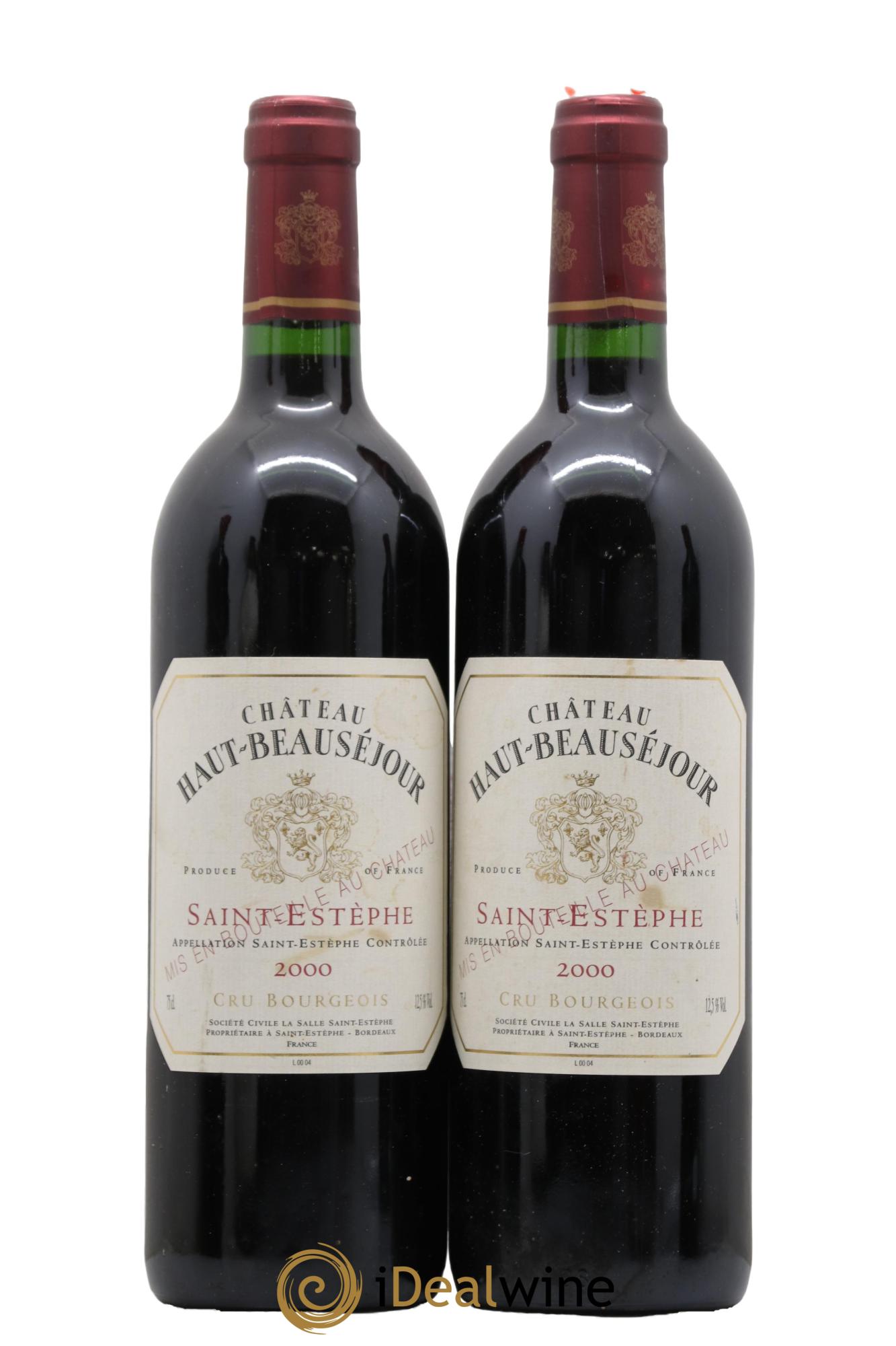 Château Haut Beauséjour Cru Bourgeois 2000 - Lot de 2 bouteilles - 0