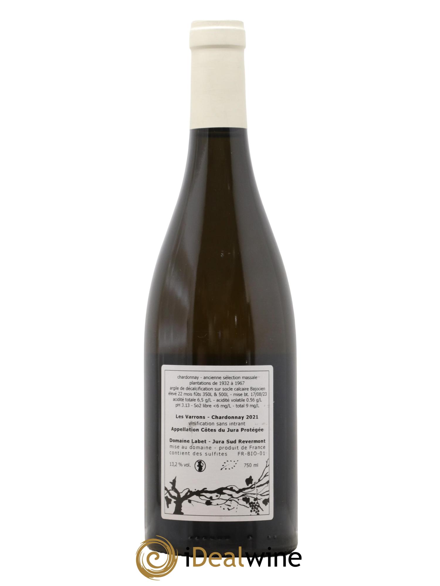 Côtes du Jura Chardonnay Les Varrons Romain - Julien - Charline Labet 2021 - Lot de 1 bouteille - 1