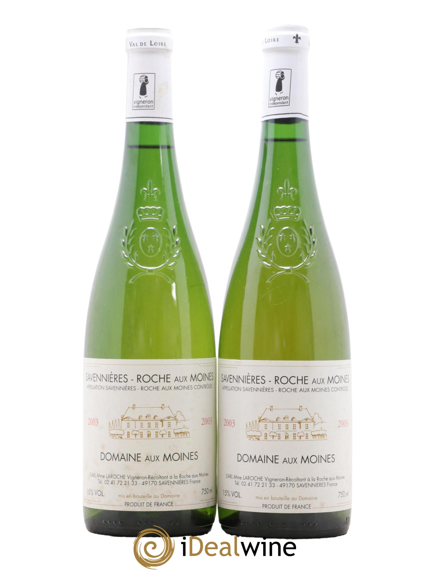 Savennières Roche aux Moines Domaine aux Moines 2003 - Lot de 2 bouteilles - 0