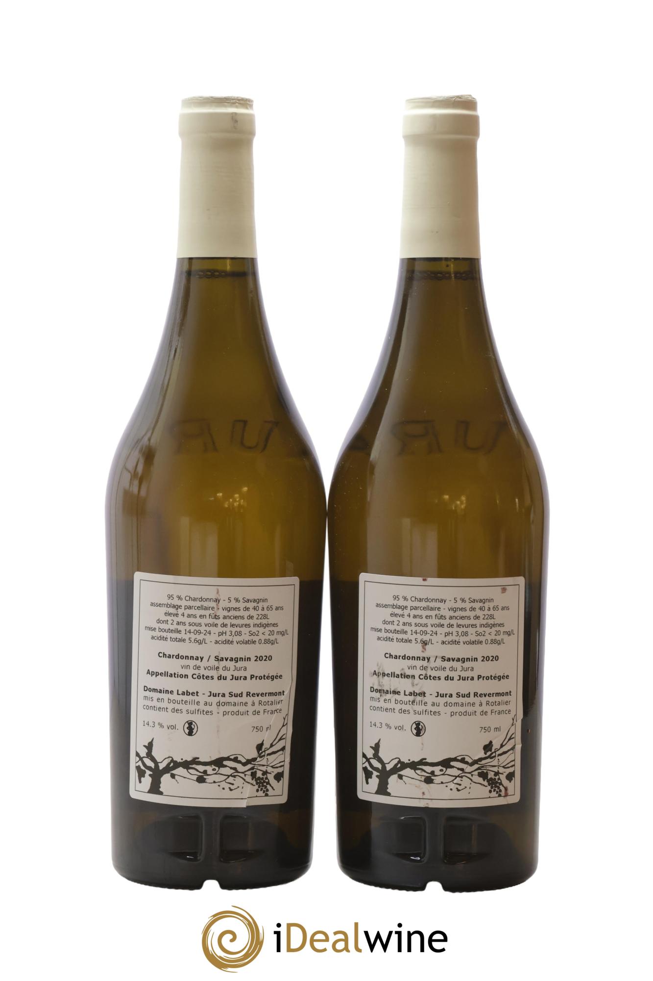 Côtes du Jura Vin de Voile Chardonnay-Savagnin cuvée de garde Romain - Julien - Charline Labet 2020 - Lot de 2 bouteilles - 1