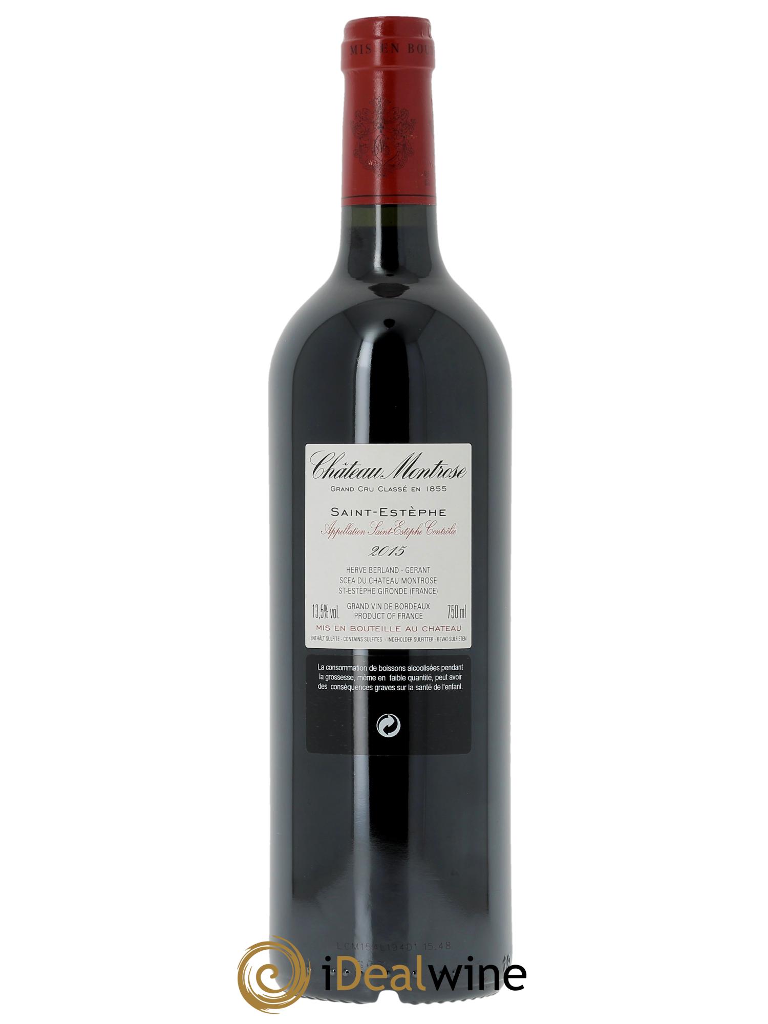 Château Montrose 2ème Grand Cru Classé (Original-holzkiste ab 3 Fl.) 2015 - Posten von 1 Flasche - 1