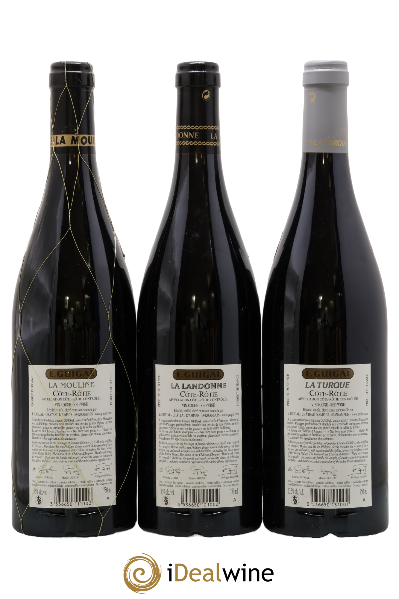Côte-Rôtie Guigal Trilogie La Turque - La Landonne - La Mouline 2014 - Lot de 3 bouteilles - 1