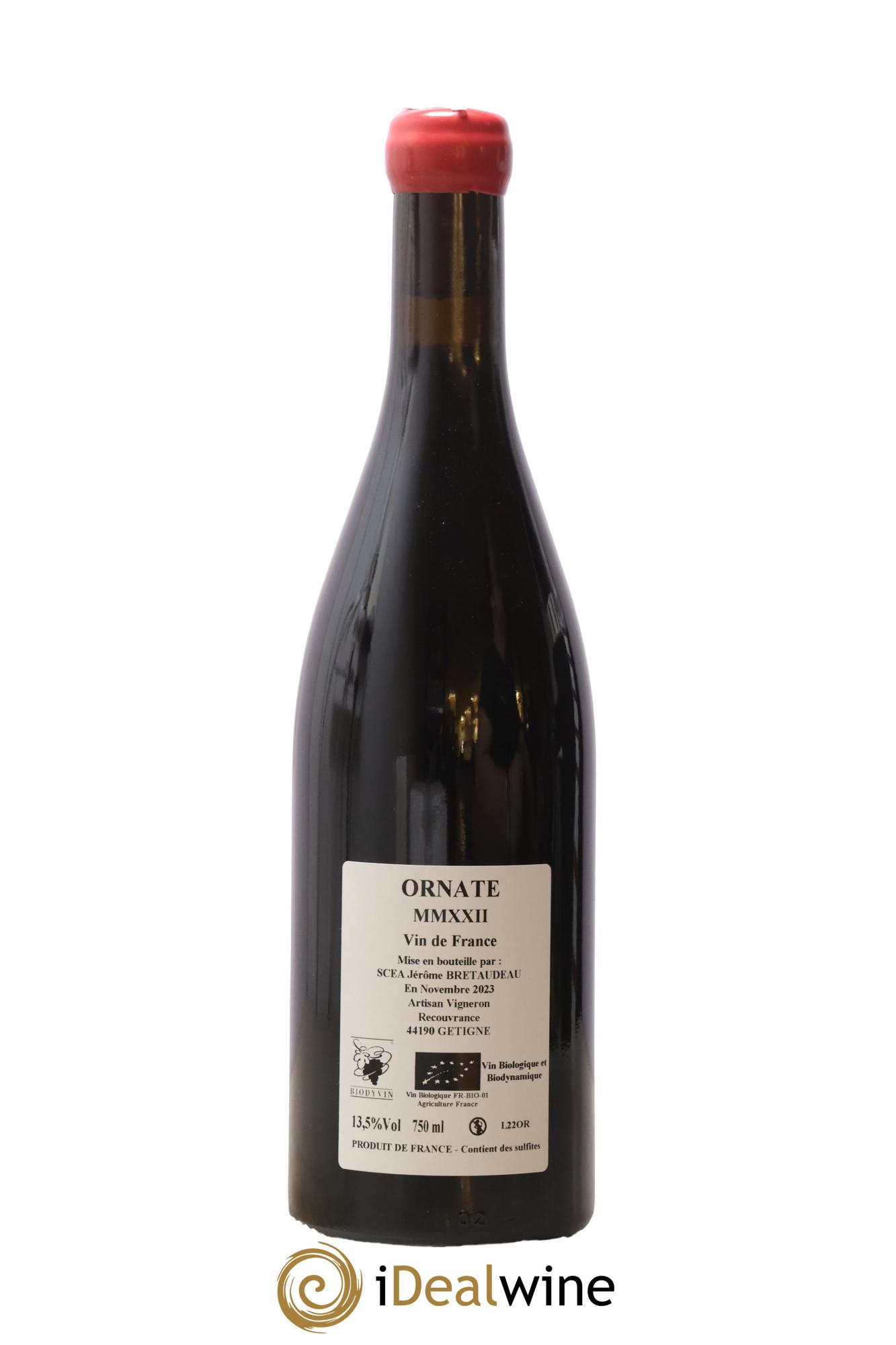 Vin de France Merlot Ornaté Jérôme Bretaudeau - Domaine de Bellevue 2022 - Posten von 1 Flasche - 1