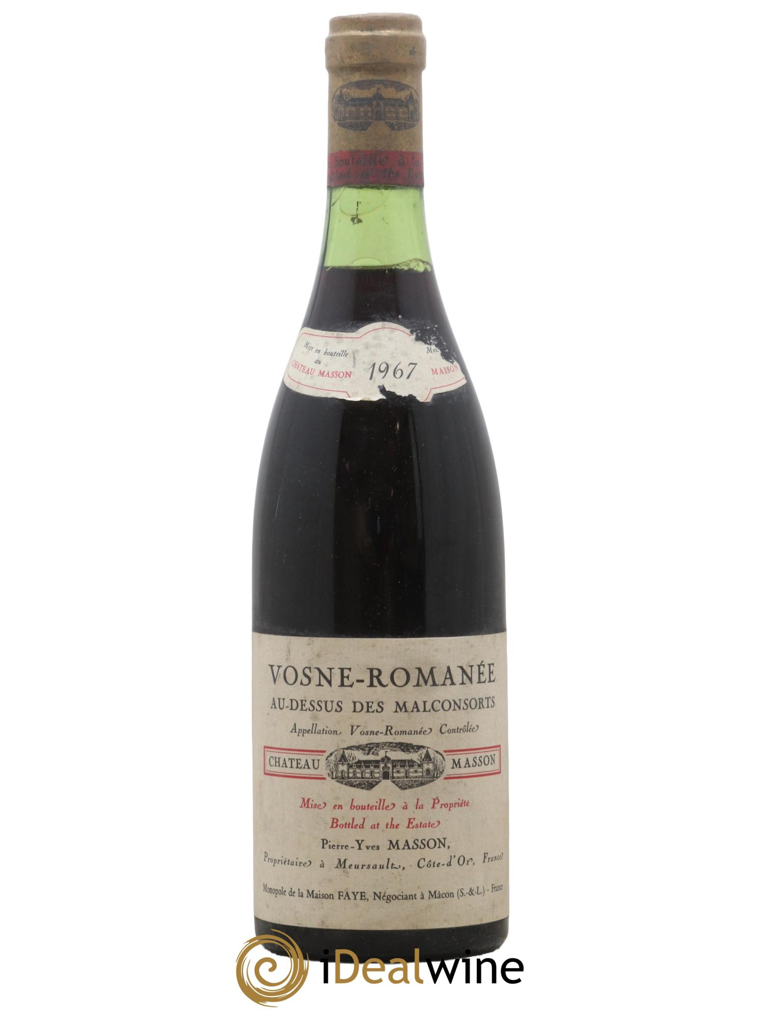 Vosne-Romanée Au Dessus Des Malconsorts Pierre-Yves Masson 1967 - Lot de 1 bouteille - 0