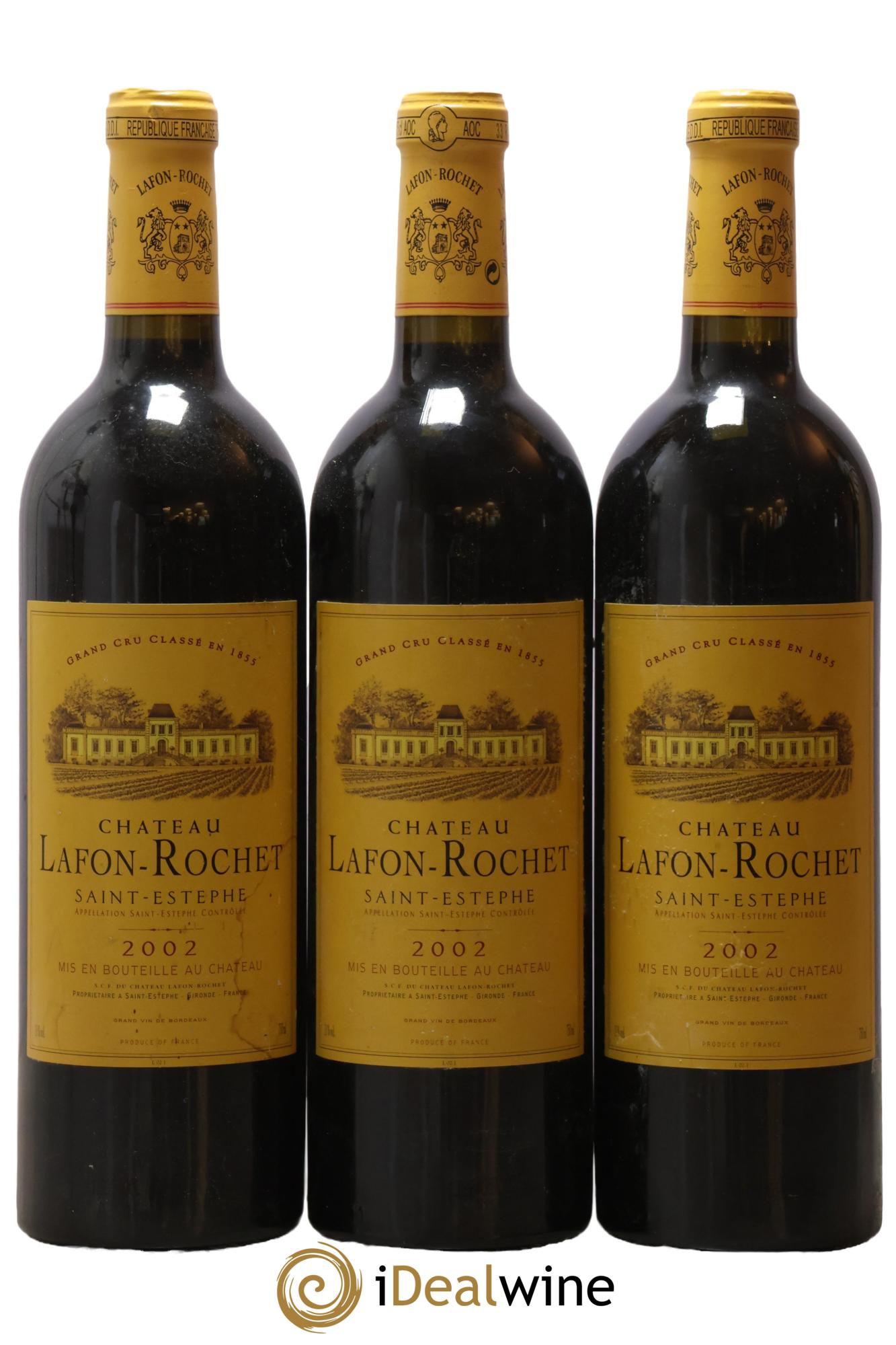 Château Lafon Rochet 4ème Grand Cru Classé 2002 - Lot de 3 bouteilles - 0