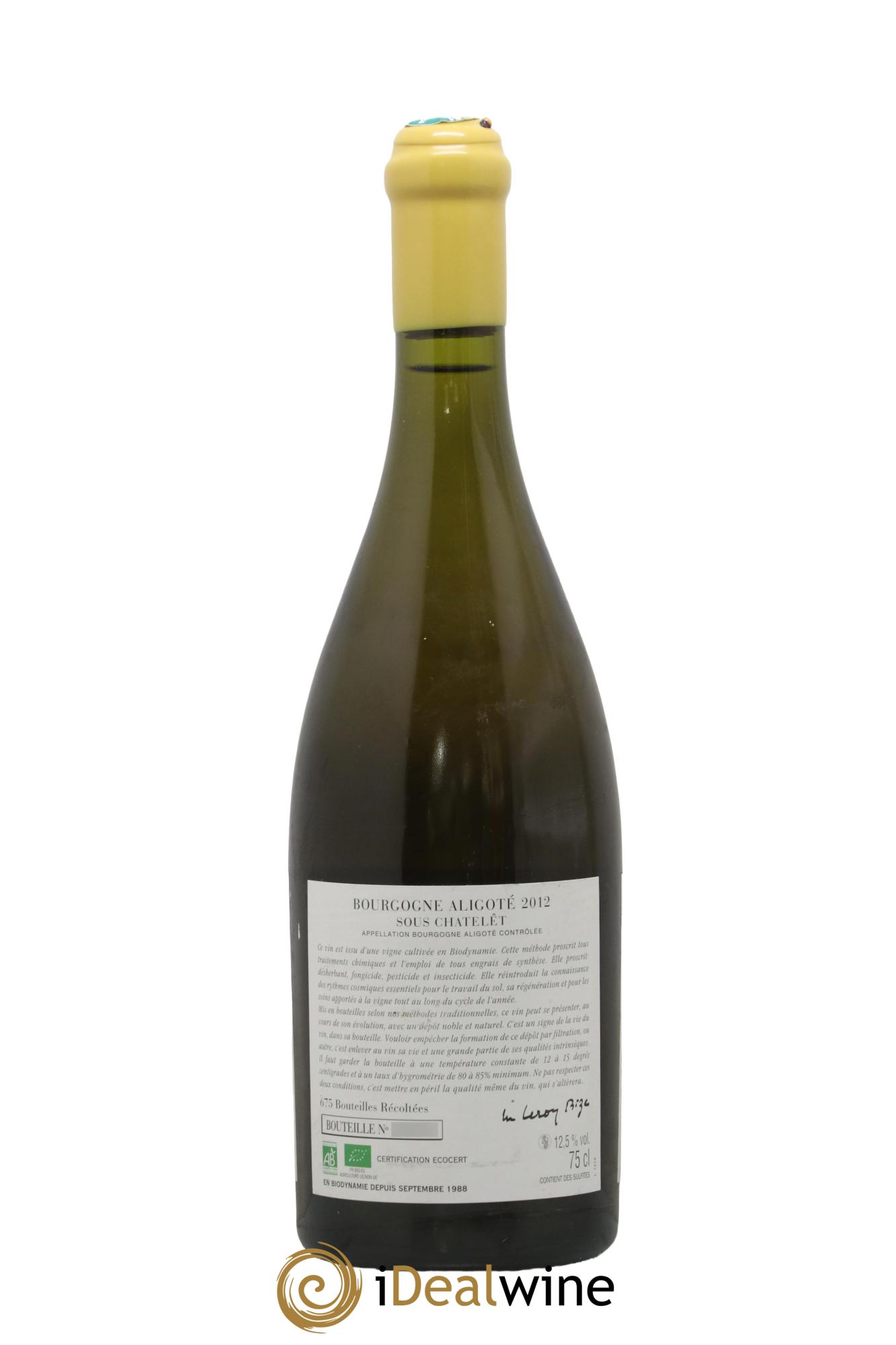 Bourgogne Aligoté Sous Chatelet d'Auvenay (Domaine) 2012 - Lot de 1 bouteille - 1