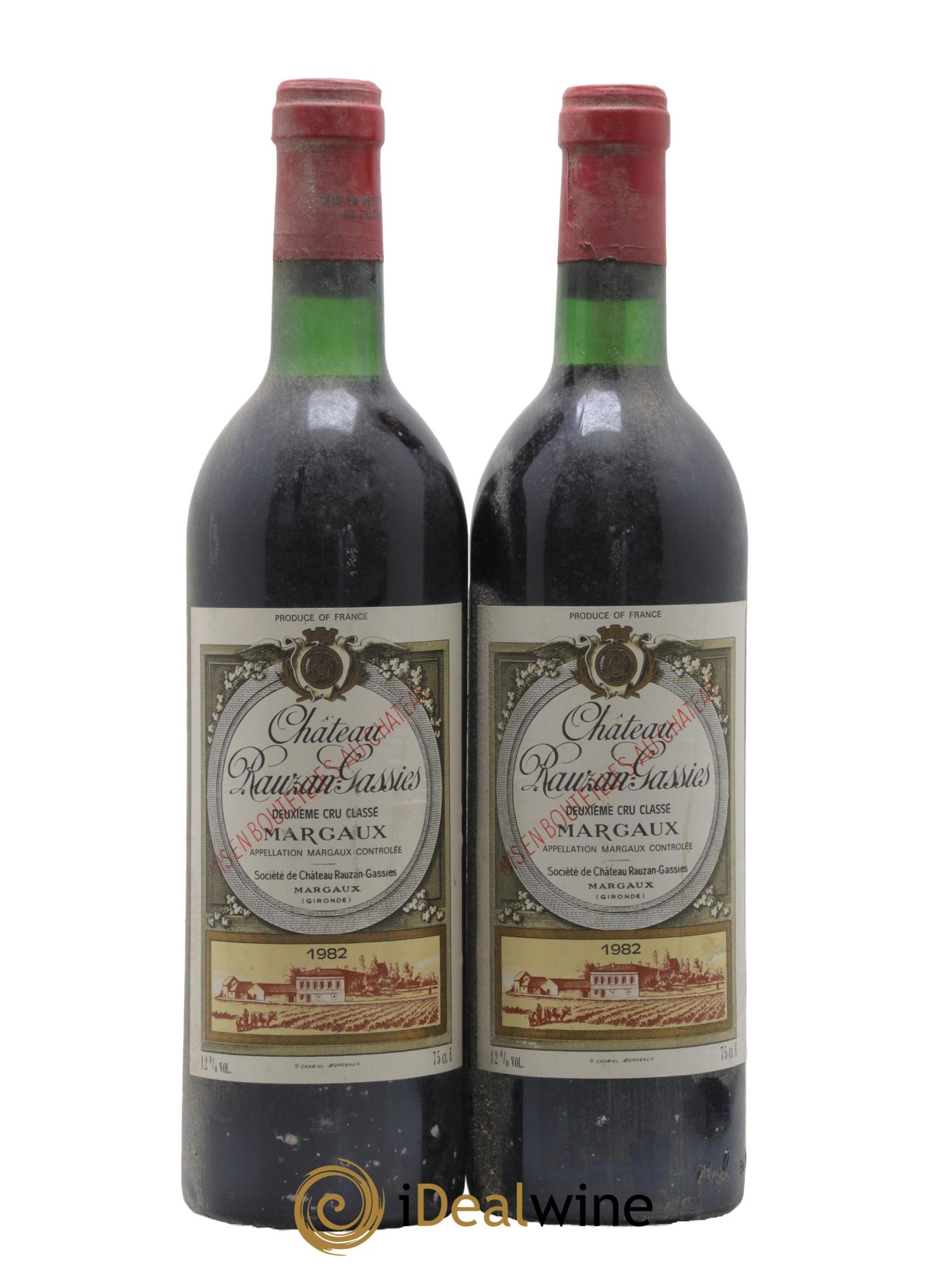 Château Rauzan-Gassies 2ème Grand Cru Classé 1982 - Lot of 2 bottles - 0