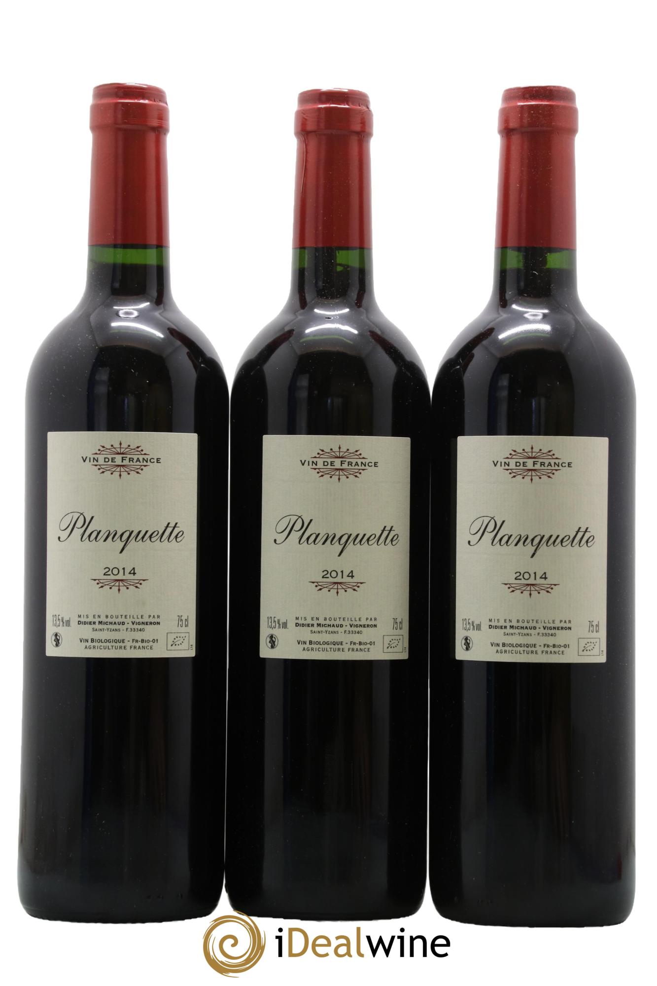 Vin de France Planquette Domaine Didier Michaud 2014 - Lot de 3 bouteilles - 0
