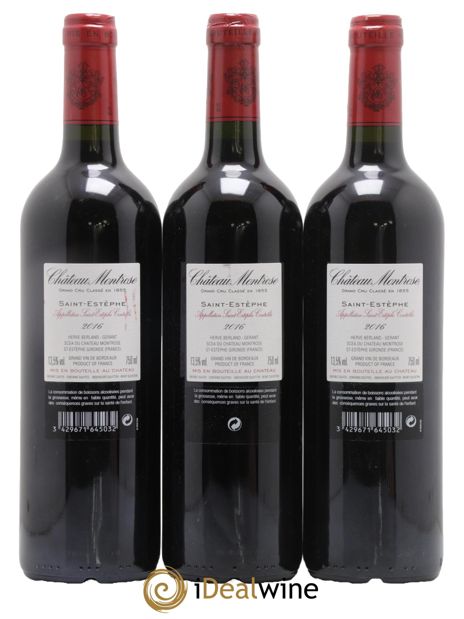 Château Montrose 2ème Grand Cru Classé  2016 - Lot de 3 bouteilles - 1