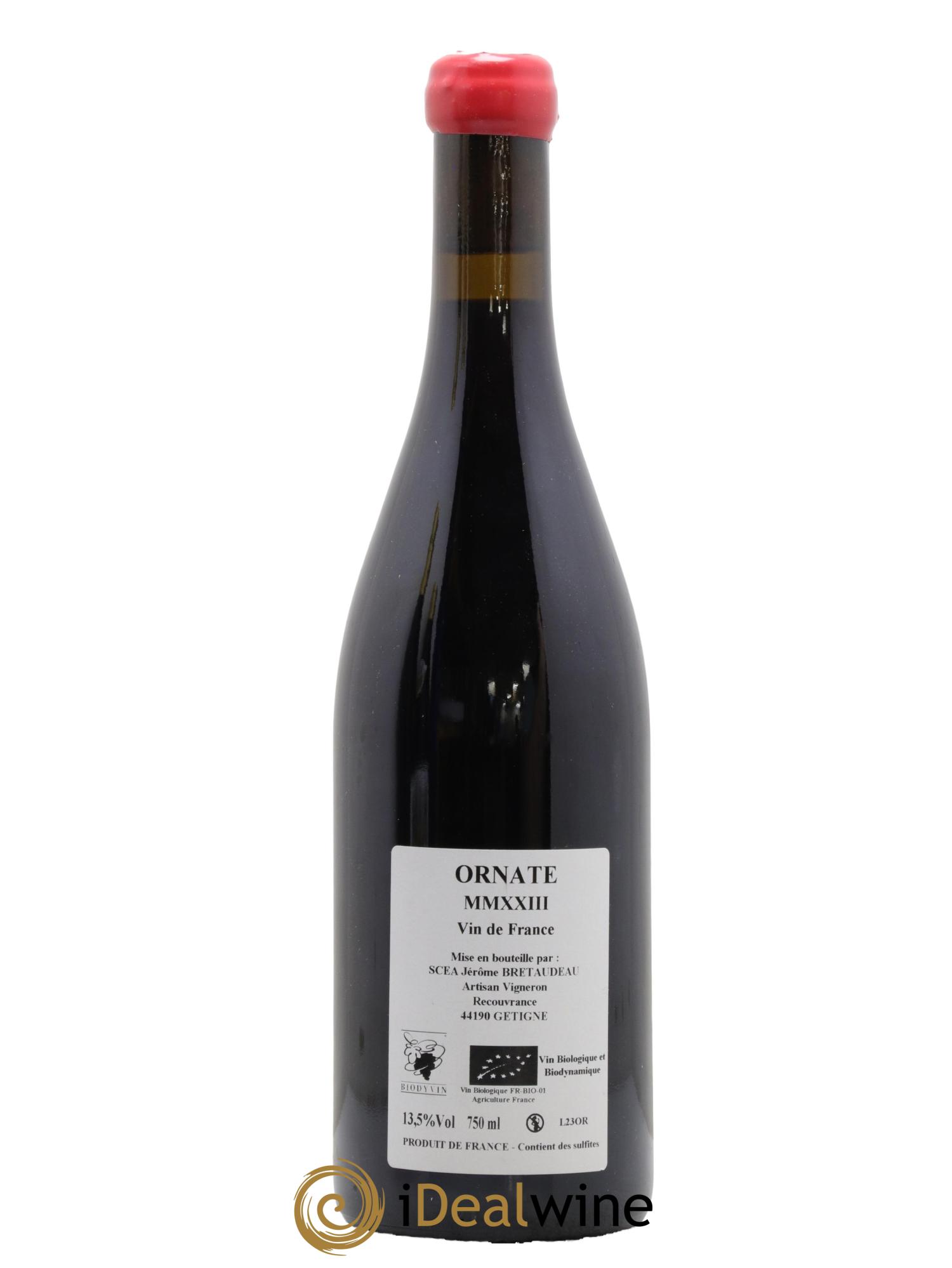 Vin de France Merlot Ornaté Jérôme Bretaudeau - Domaine de Bellevue 2023 - Lot de 1 bouteille - 1