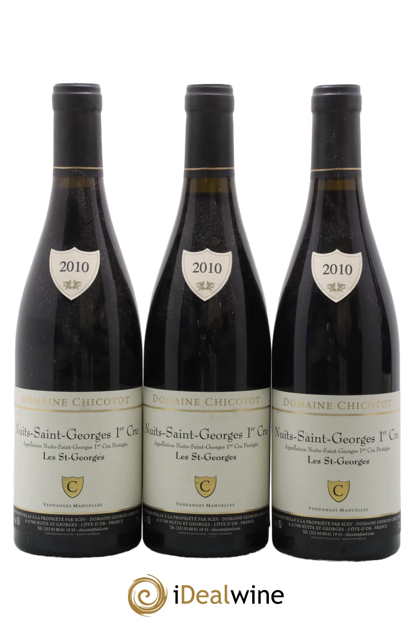 Nuits-Saint-Georges 1er Cru Les Saint-Georges Chicotot 2010 - Lot de 3 bouteilles - 0