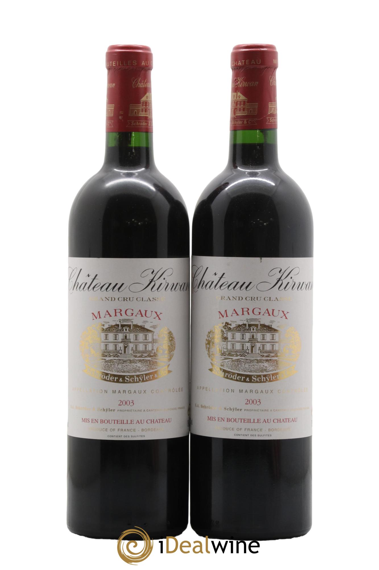 Château Kirwan 3ème Grand Cru Classé 2003 - Lotto di 2 bottiglie - 0