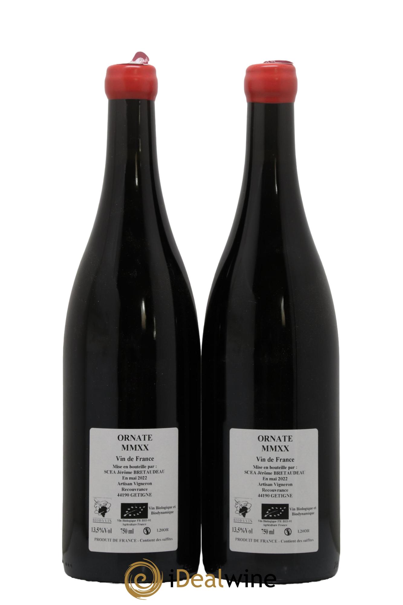 Vin de France Merlot Ornaté Jérôme Bretaudeau - Domaine de Bellevue 2020 - Lotto di 2 bottiglie - 1