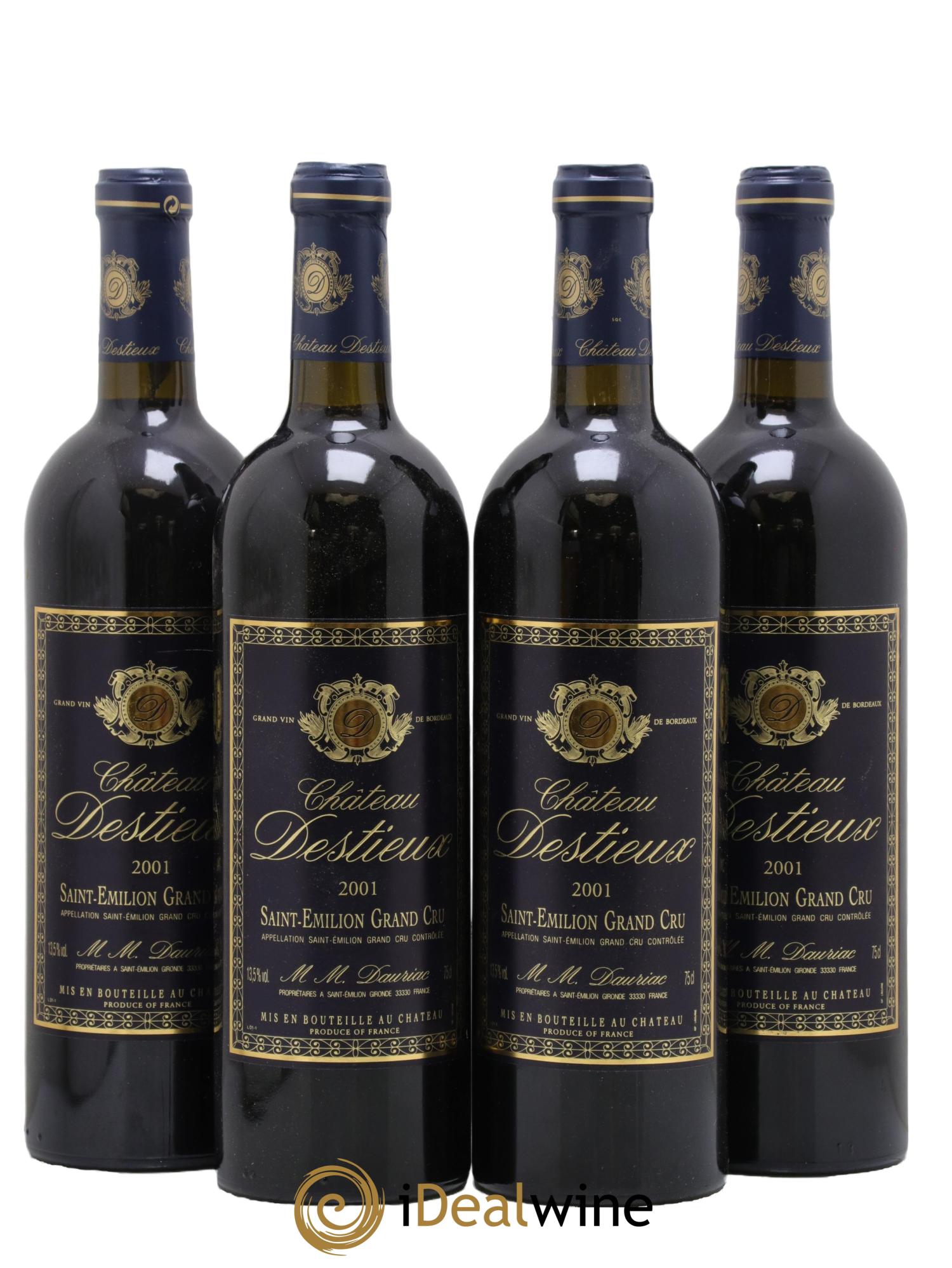 Château Destieux Grand Cru Classé 2001 - Lot de 4 bouteilles - 0