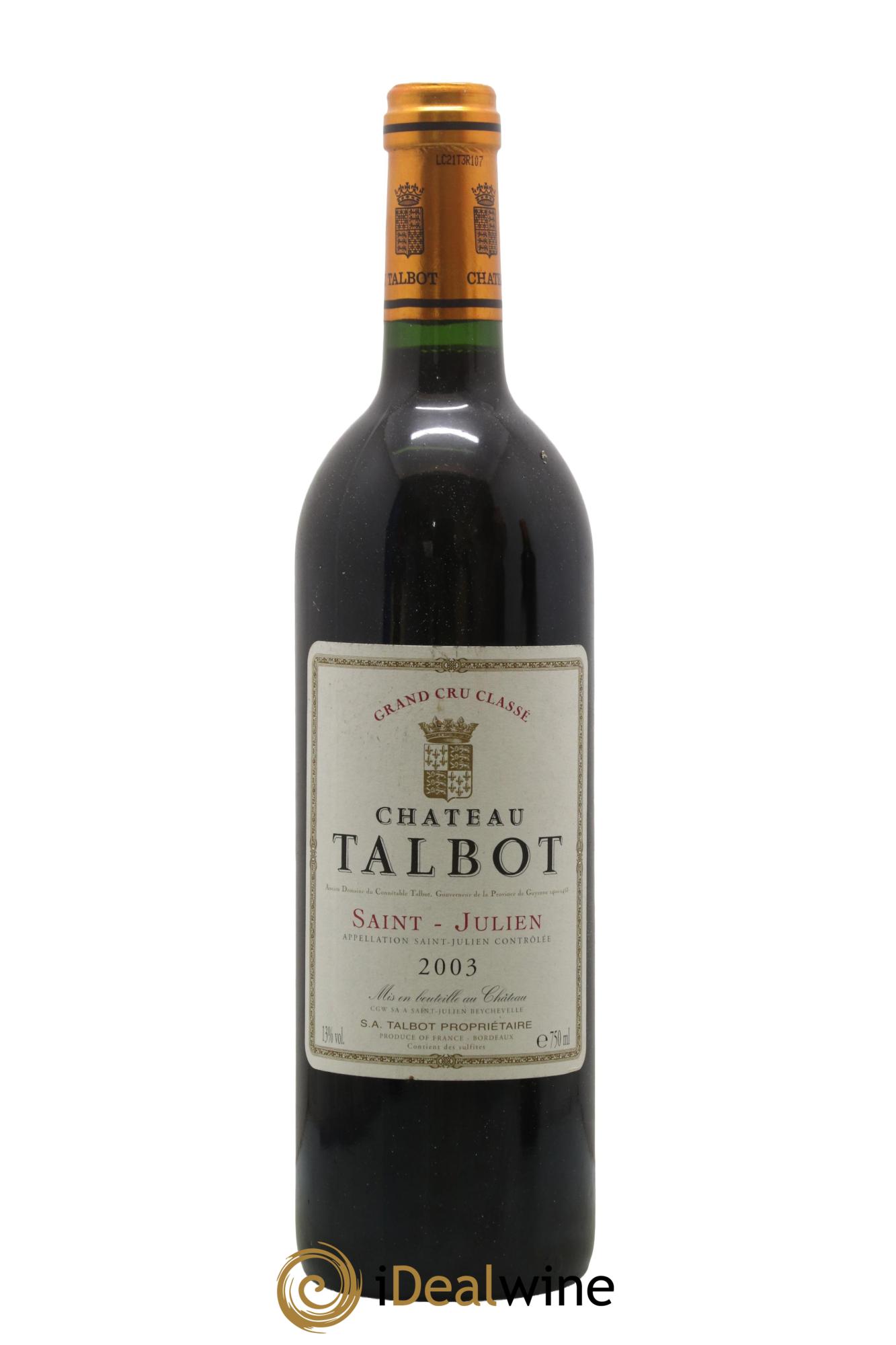 Château Talbot 4ème Grand Cru Classé 2003 - Lotto di 1 bottiglia - 0
