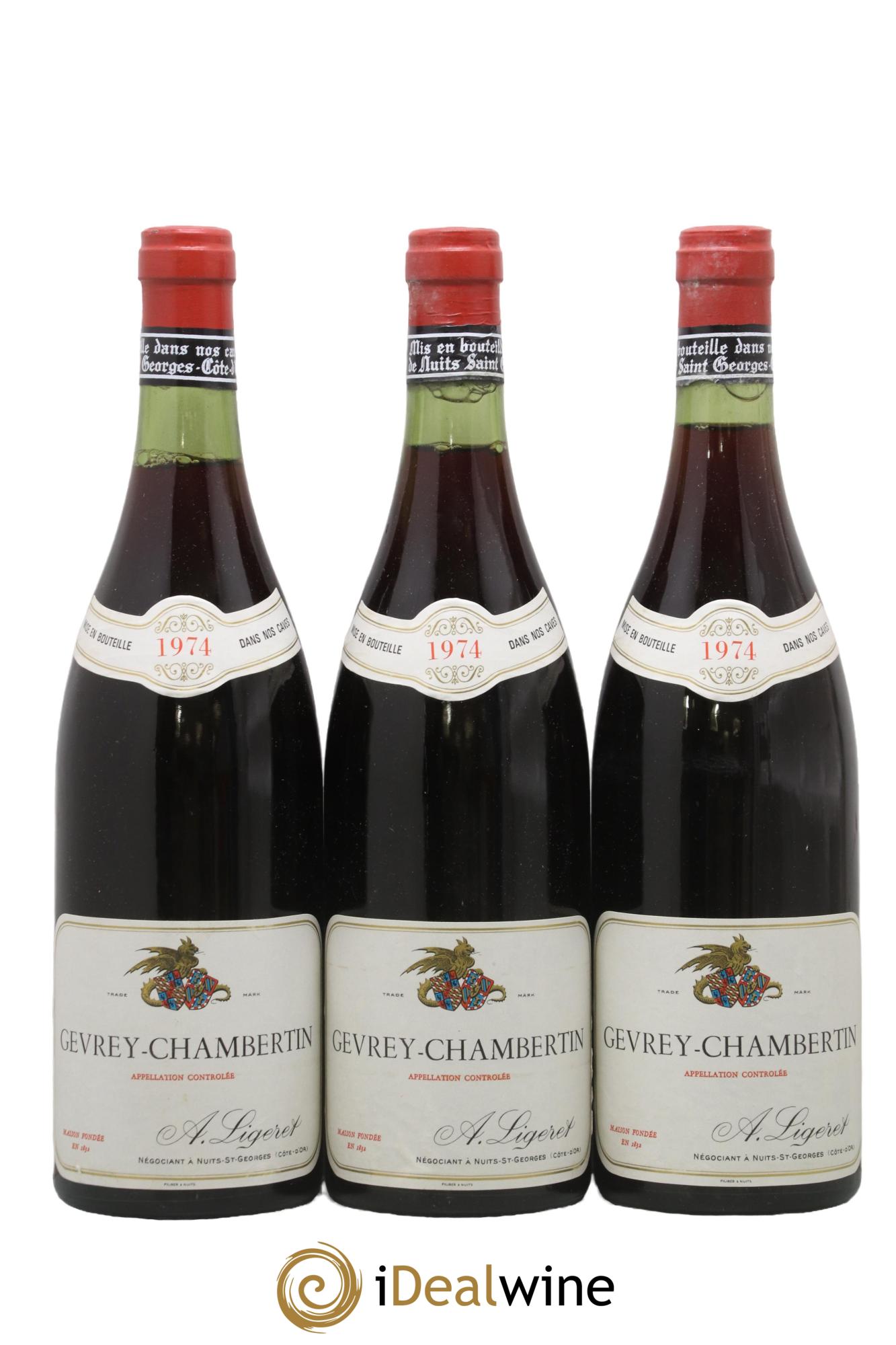 Gevrey-Chambertin A. Ligeret 1974 - Posten von 3 Flaschen - 0