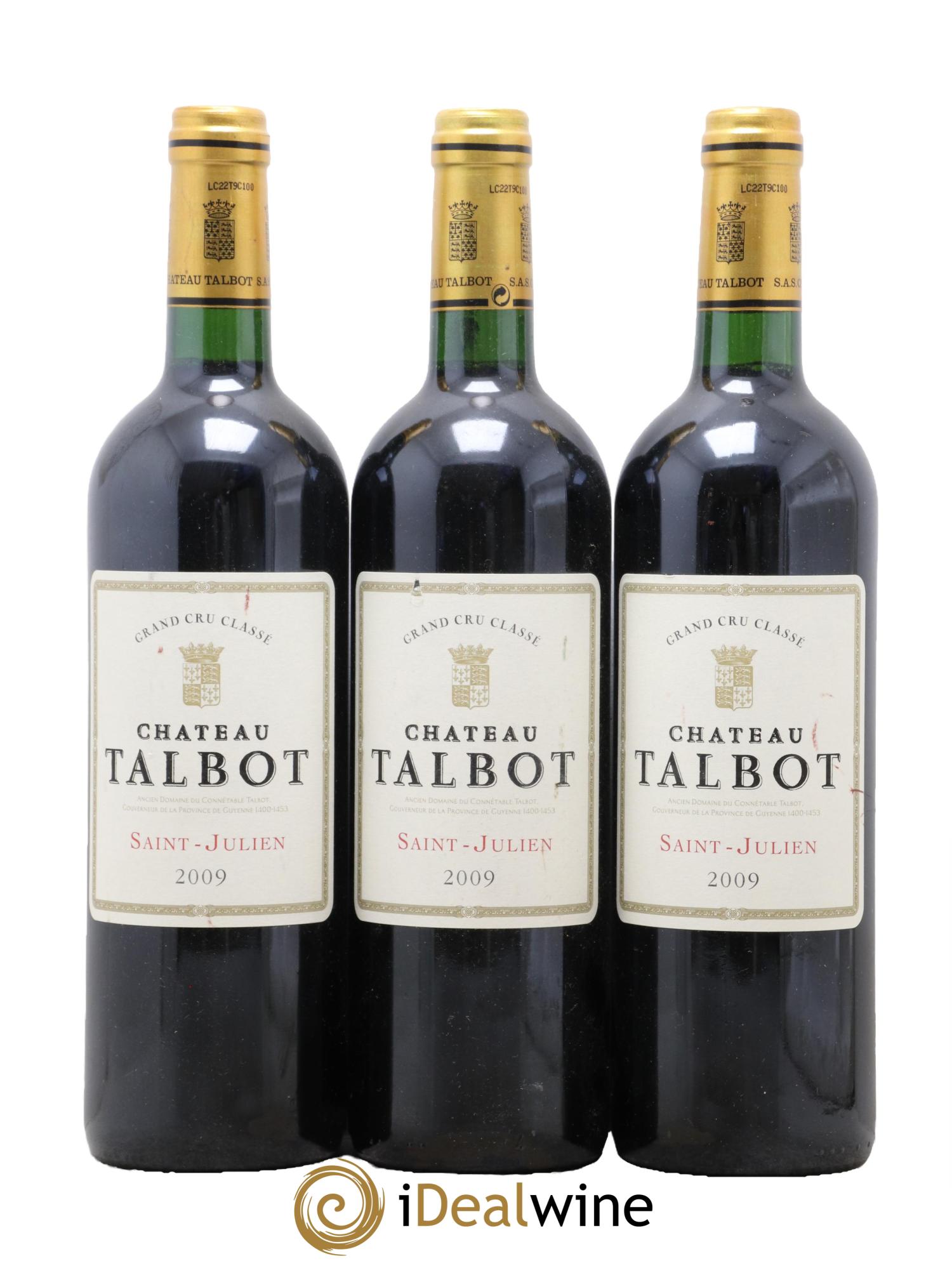 Château Talbot 4ème Grand Cru Classé 2009 - Lot de 3 bouteilles - 0