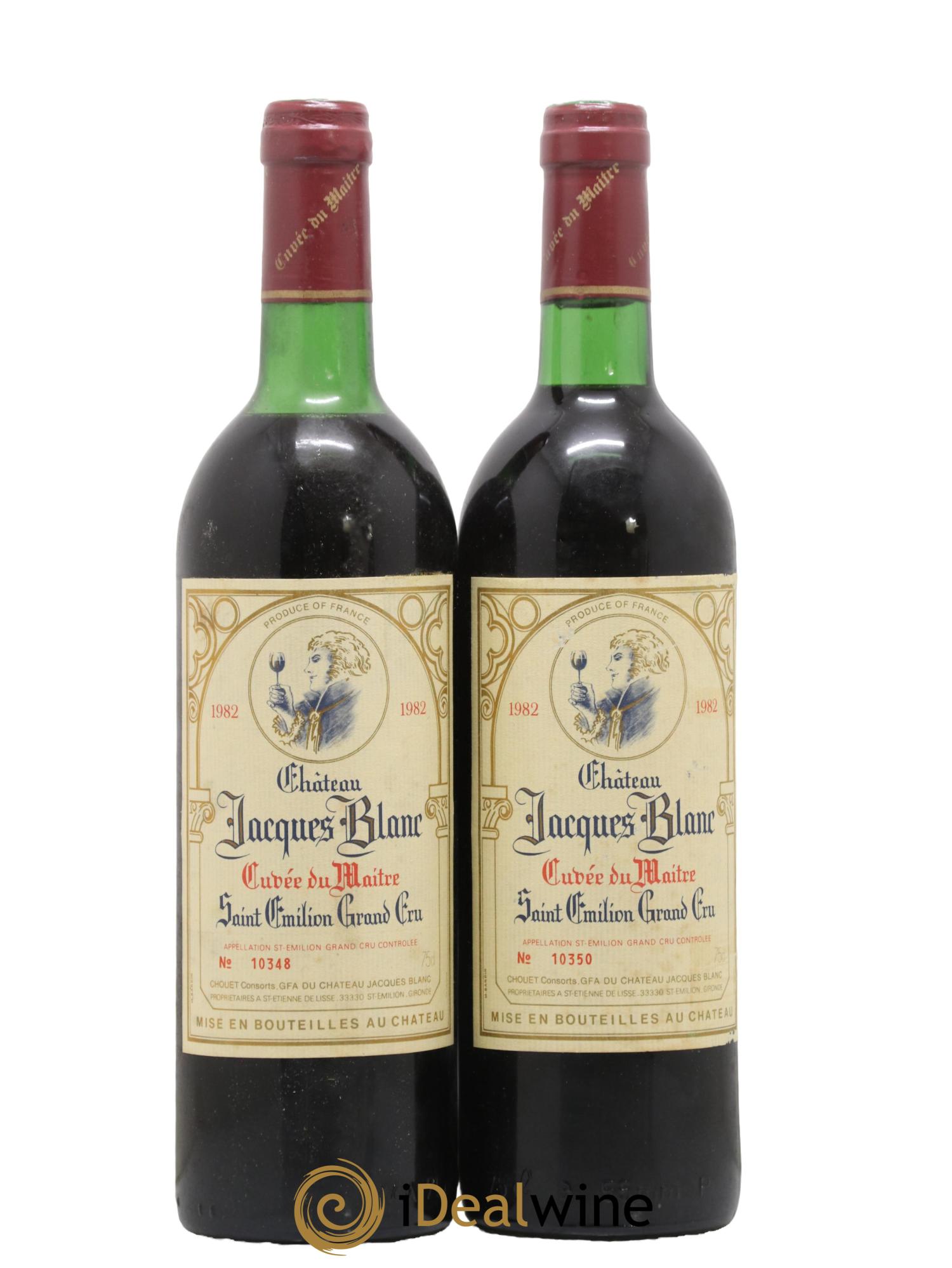 Saint-Émilion Cuvée du Maitre Château Jacques Blanc 1982 - Lot de 2 bouteilles - 0