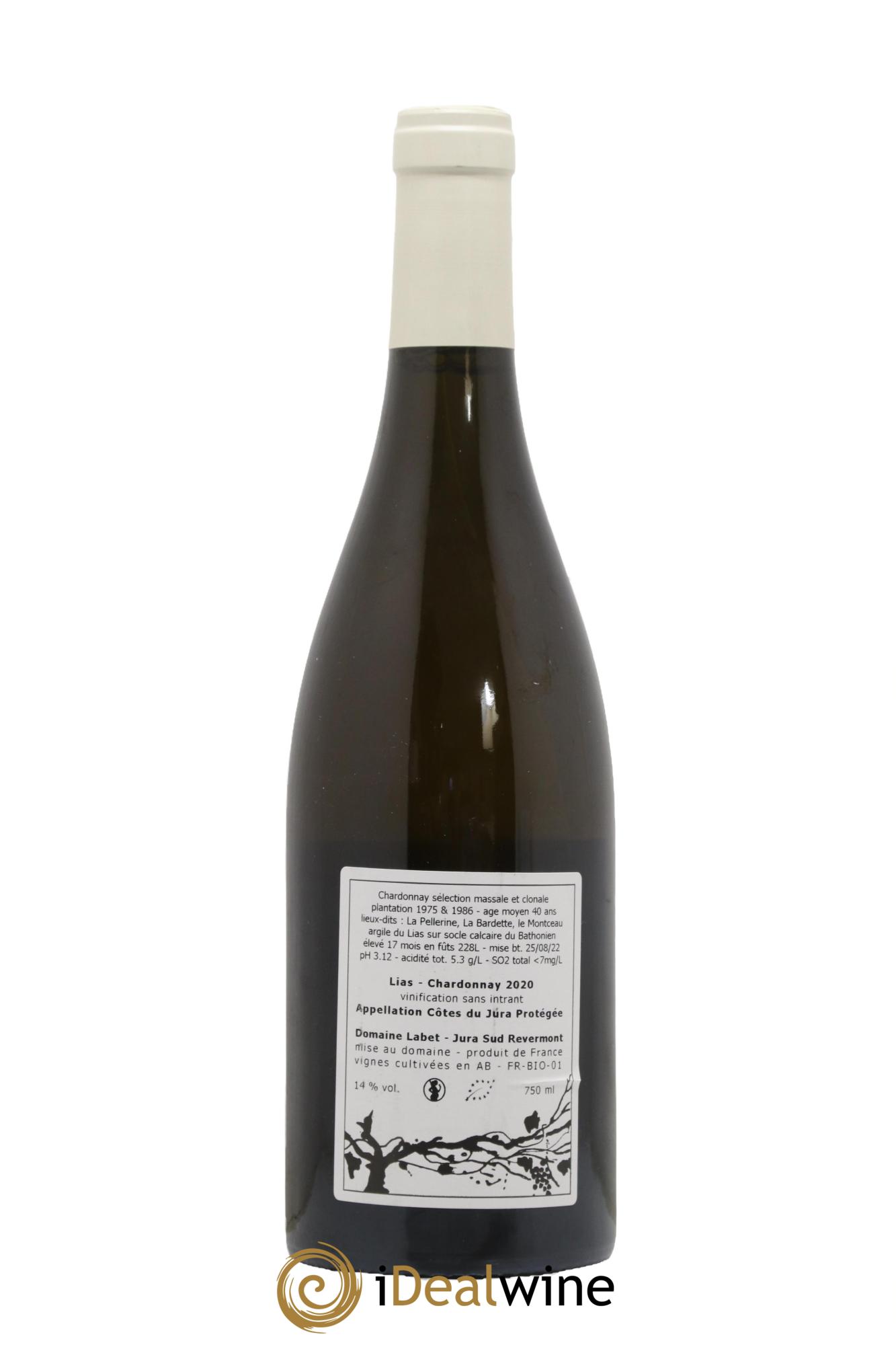 Côtes du Jura Chardonnay Lias Romain - Julien - Charline Labet 2020 - Lot de 1 bouteille - 1