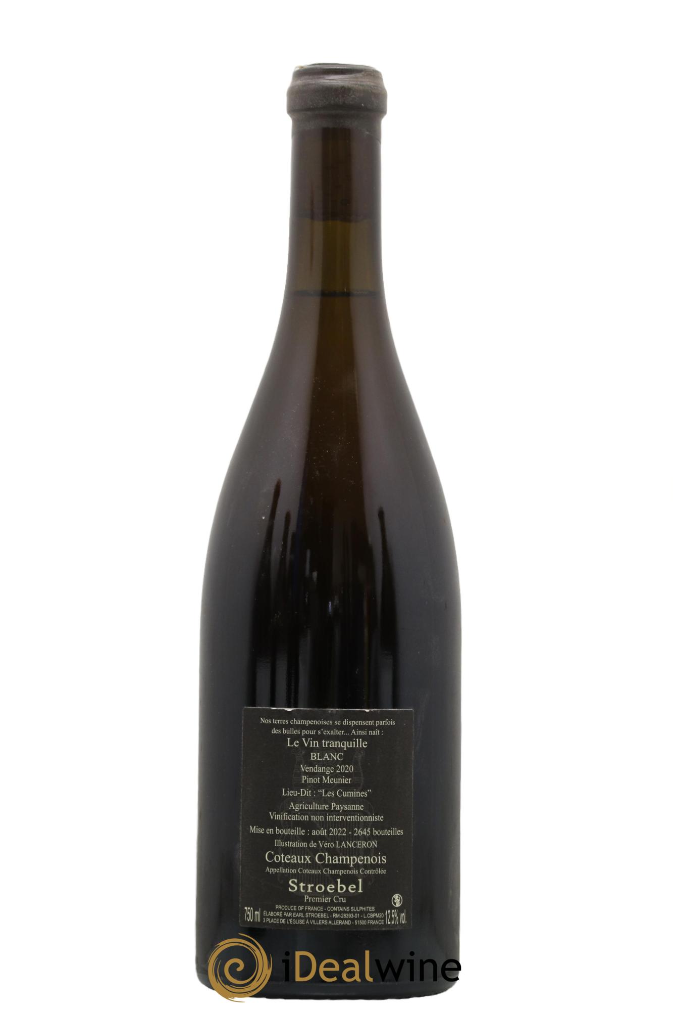 Coteaux Champenois 1er Cru Les Cumines Pinot Meunier Stroebel 2020 - Lot de 1 bouteille - 1