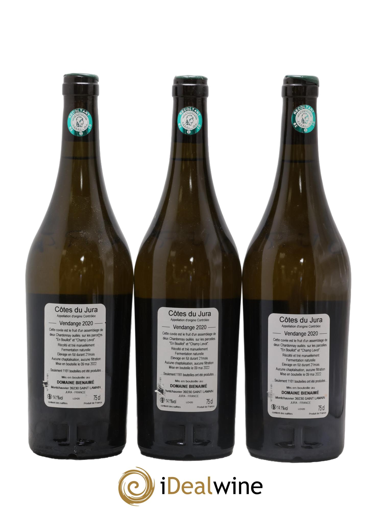 Côtes du Jura Chardonnay Bruno Bienaimé 2020 - Lot of 3 bottles - 1