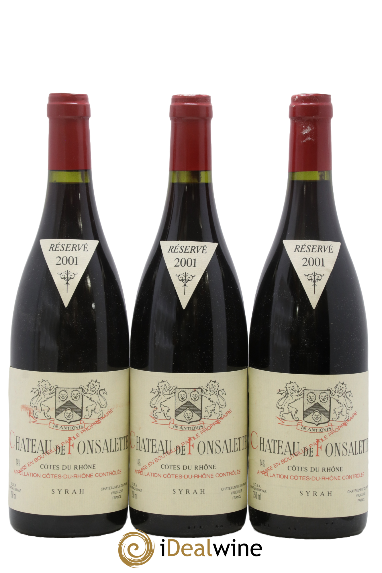Côtes-du-Rhône Cuvée Syrah Château de Fonsalette 2001 - Lot of 3 bottles - 0