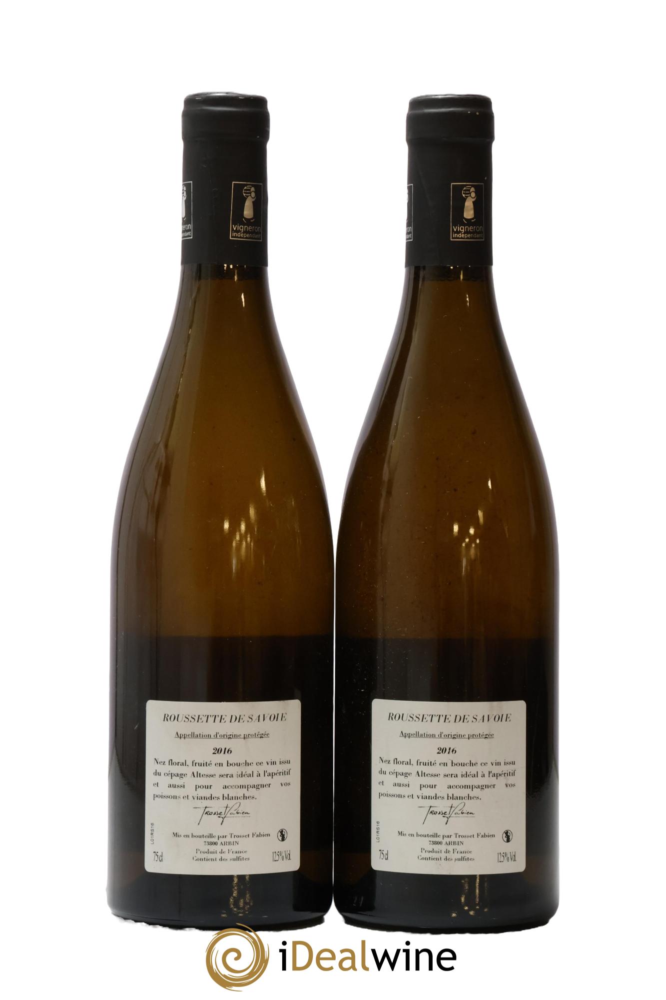 Vin de Savoie Roussette de Savoie La Dévire Fabien Trosset 2016 - Lot de 2 bouteilles - 1