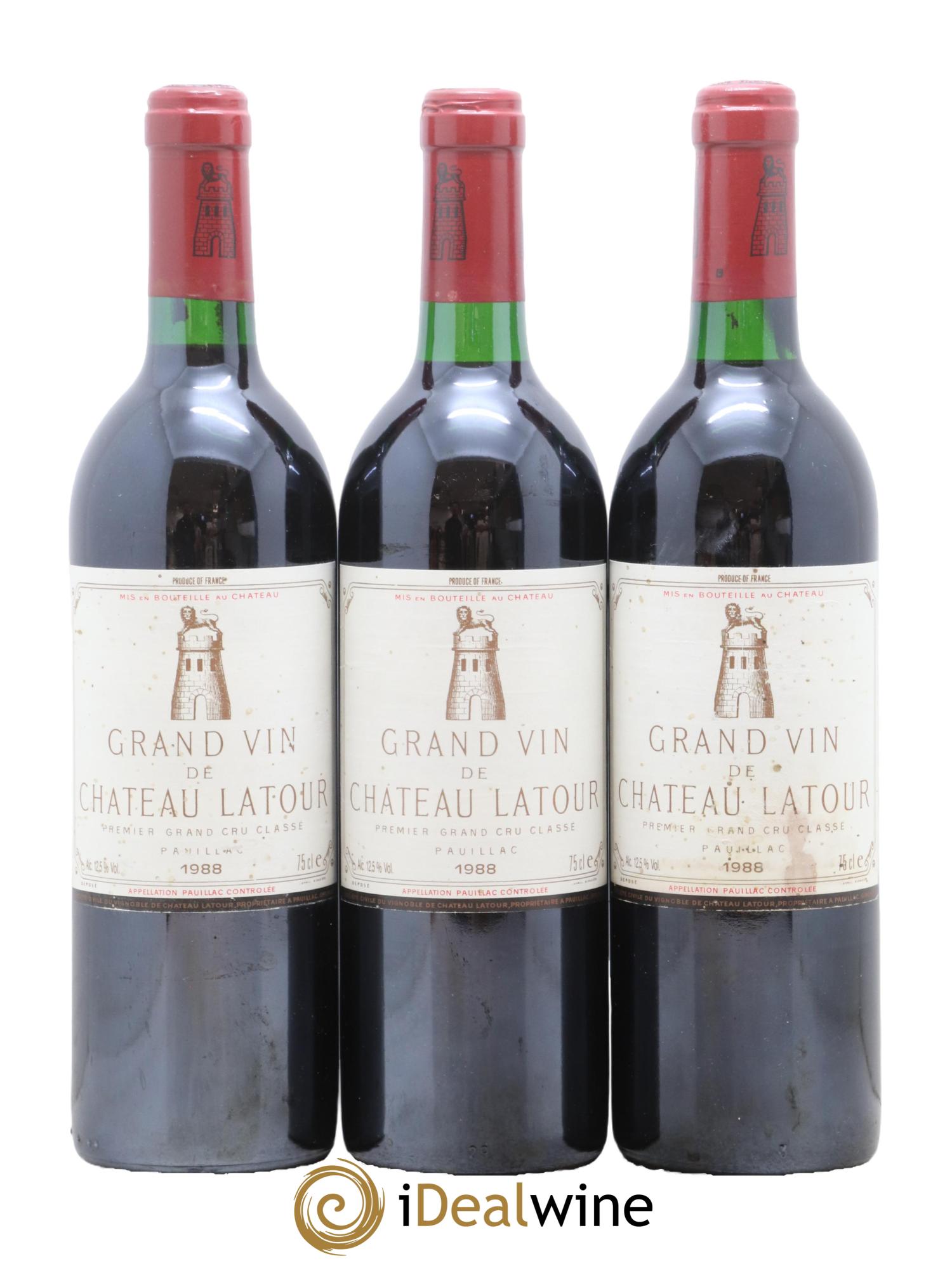 Château Latour 1er Grand Cru Classé 1988 - Lot de 3 bouteilles - 0