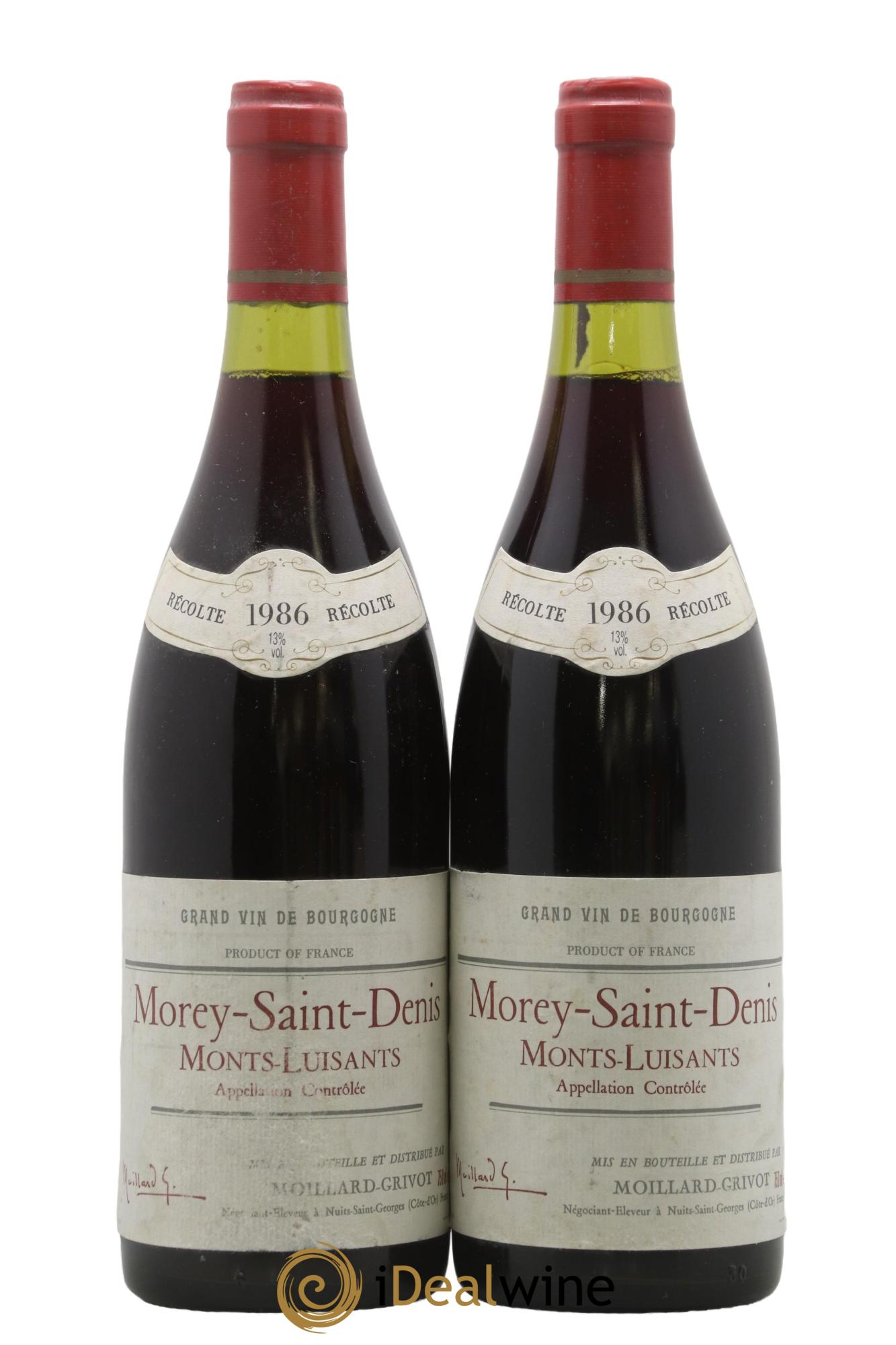 Morey Saint-Denis 1er Cru Monts Luisants Moillard Grivot 1986 - Posten von 2 Flaschen - 0