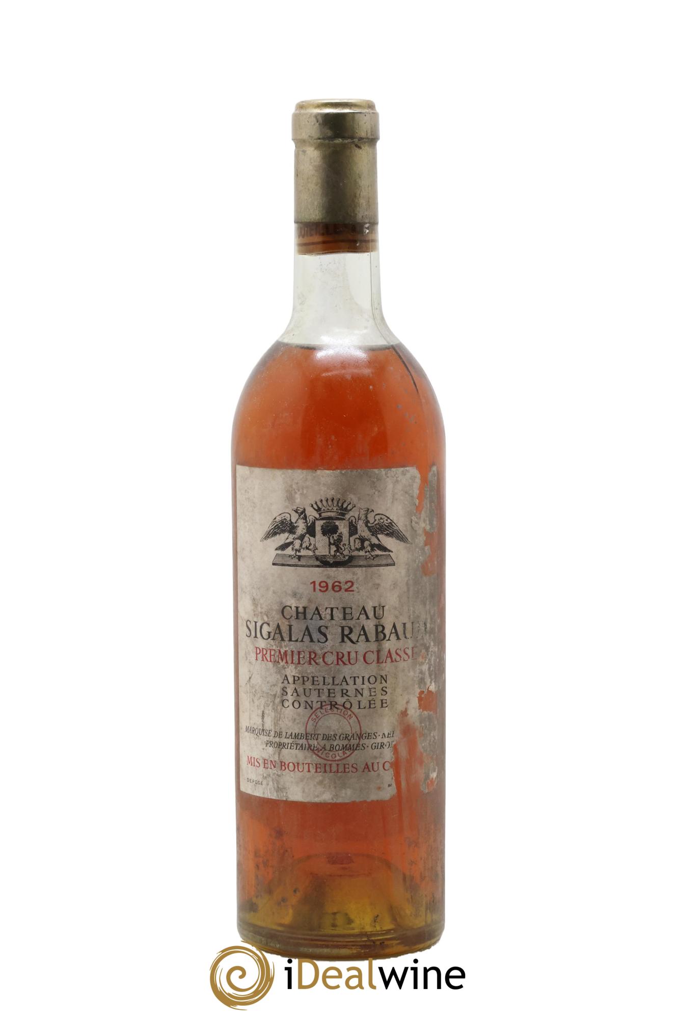 Château Sigalas Rabaud 1er Grand Cru Classé 1962 - Lot de 1 bouteille - 0