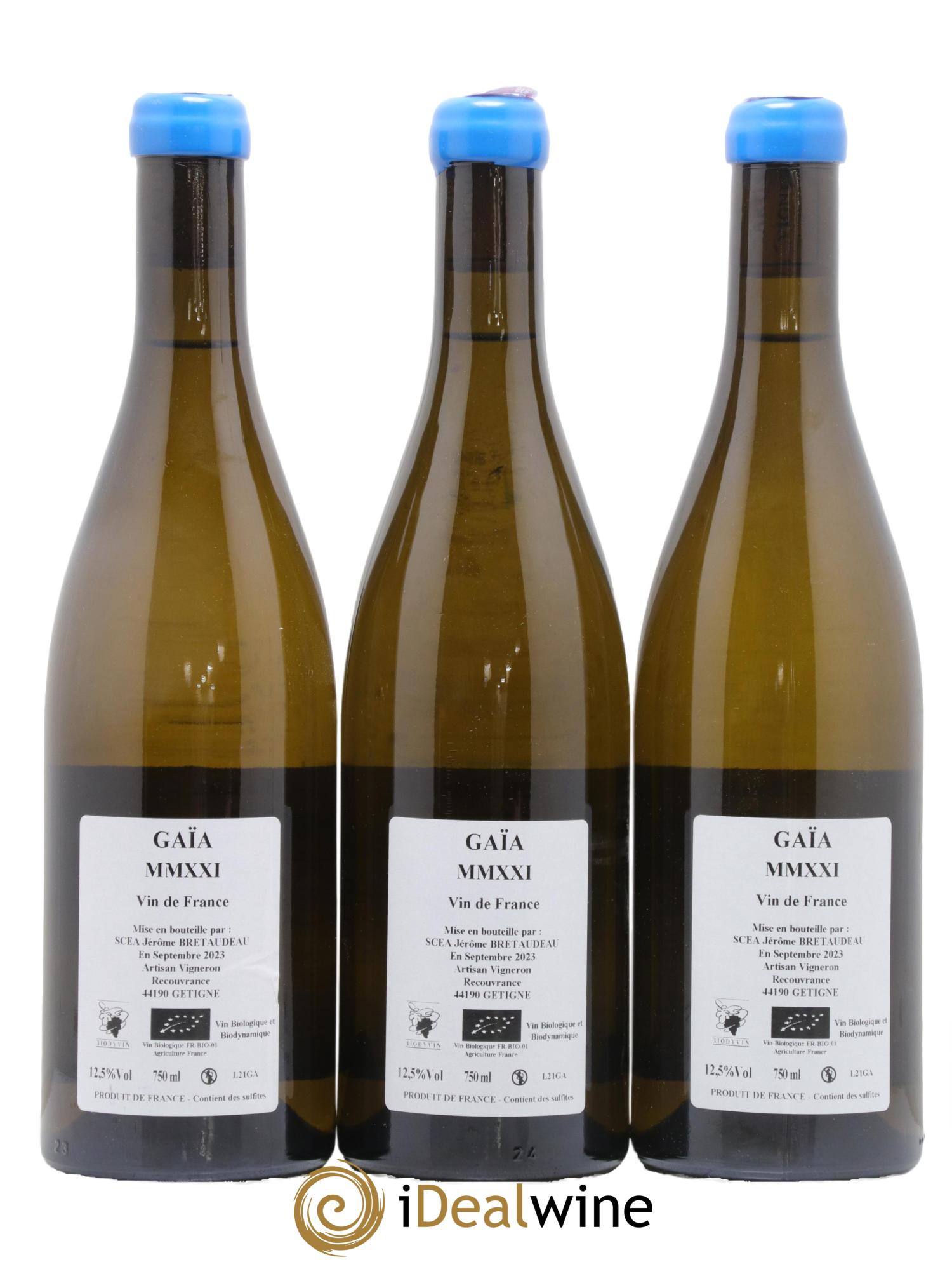 Muscadet-Sèvre-et-Maine Gaia Jérôme Bretaudeau - Domaine de Bellevue 2021 - Lotto di 3 bottiglie - 1