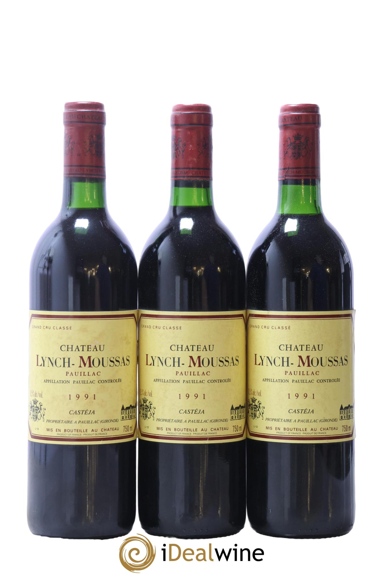 Château Lynch Moussas 5ème Grand Cru Classé 1991 - Lot de 3 bouteilles - 0