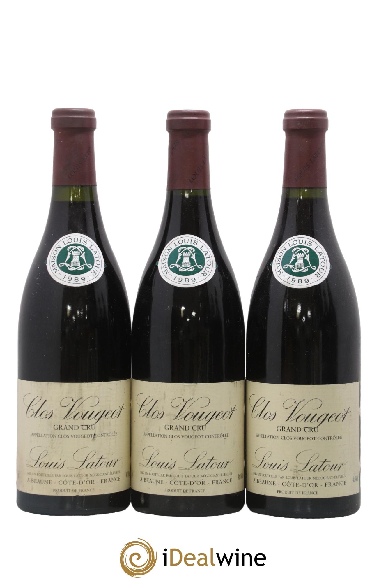 Clos de Vougeot Grand Cru Louis Latour 1989 - Lot of 3 bottles - 0