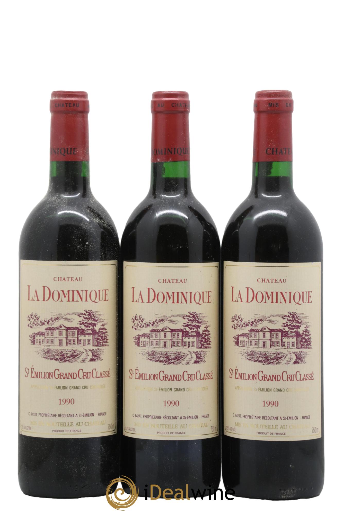 Château la Dominique Grand Cru Classé 1990 - Lot de 3 bouteilles - 0
