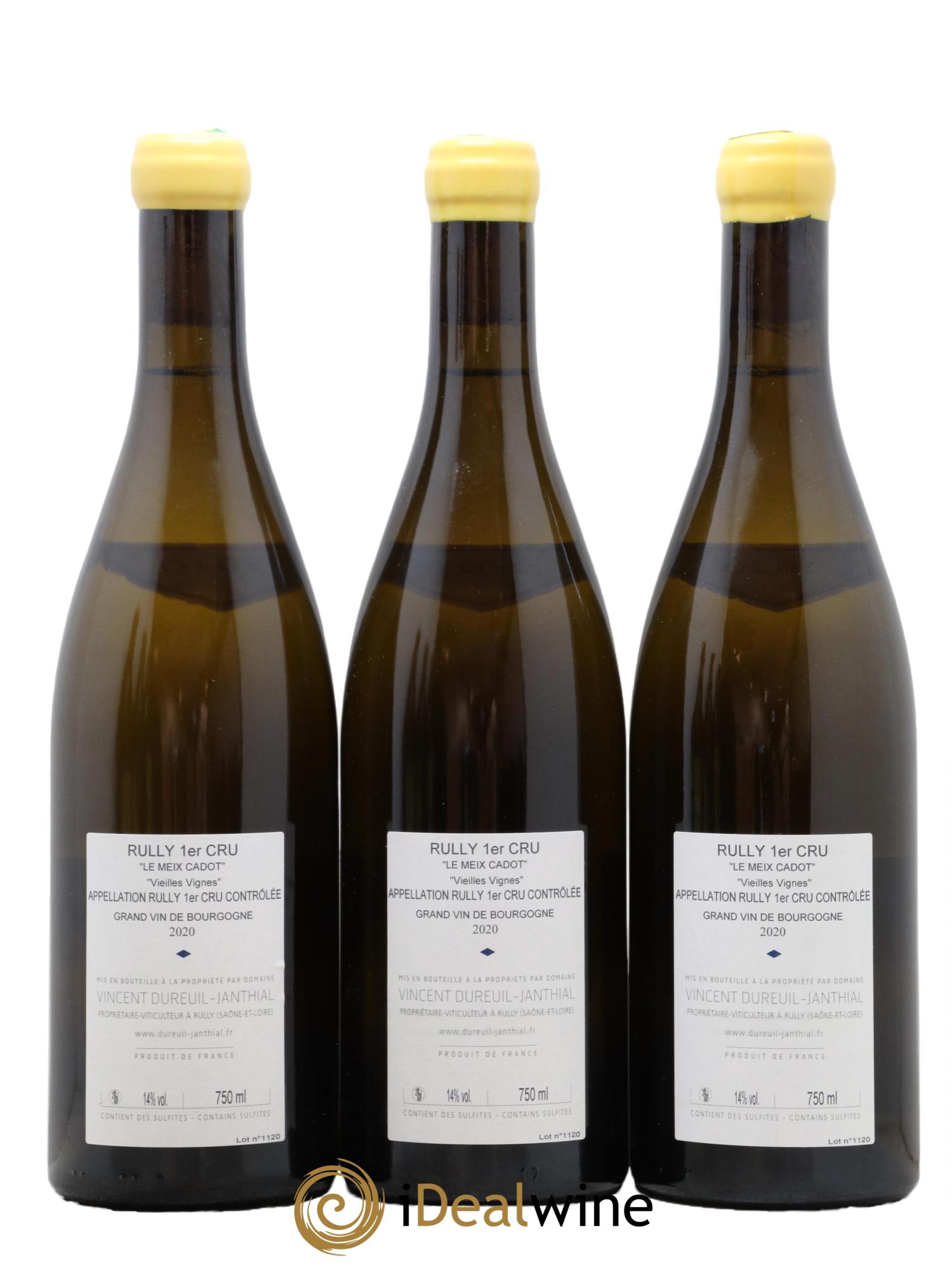Rully 1er Cru Le Meix Cadot Vieilles Vignes Vincent Dureuil-Janthial 2020 - Lot de 3 bouteilles - 1