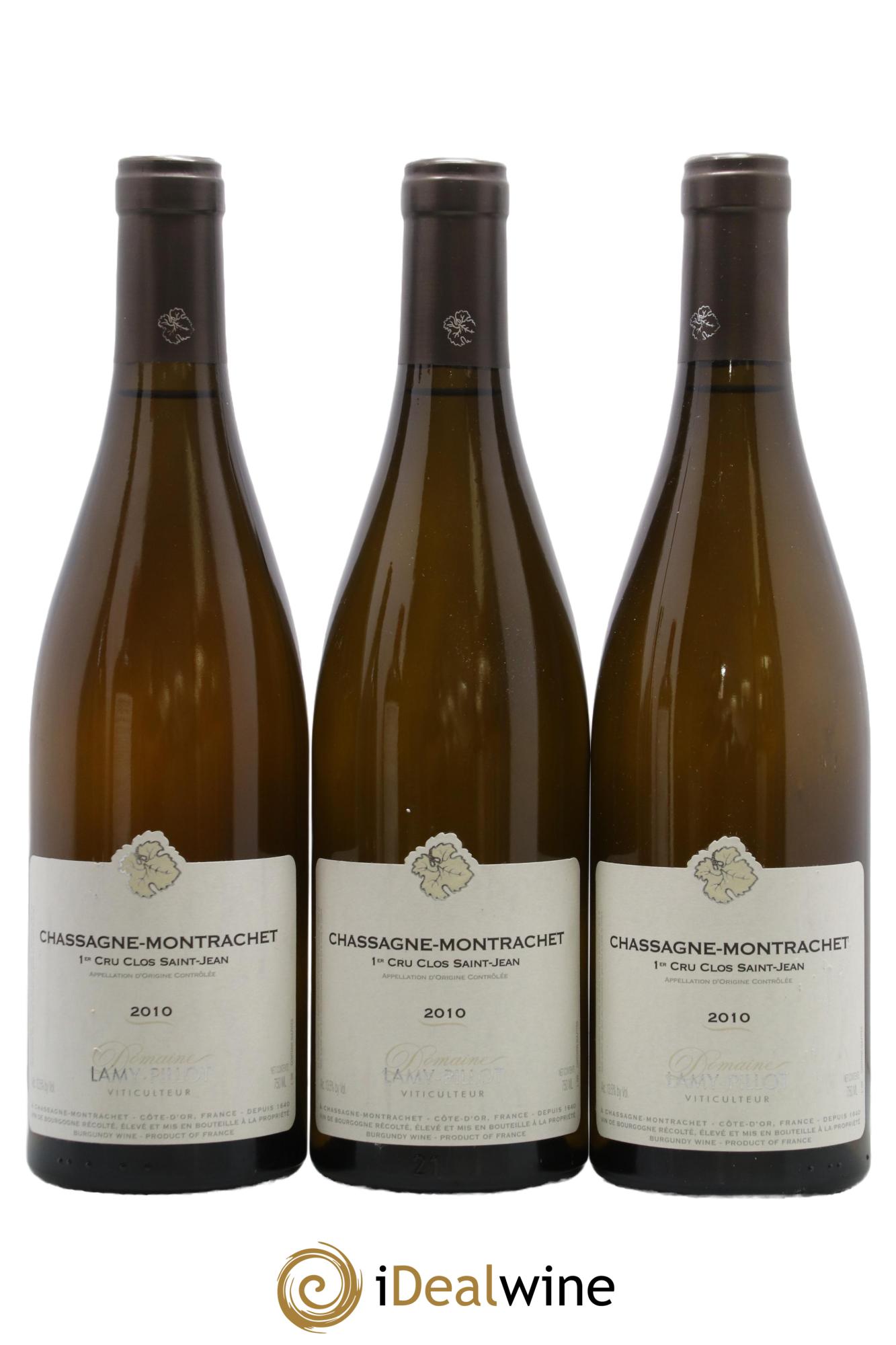 Chassagne-Montrachet 1er Cru Clos Saint-Jean Lamy Pillot 2010 - Lot de 3 bouteilles - 0