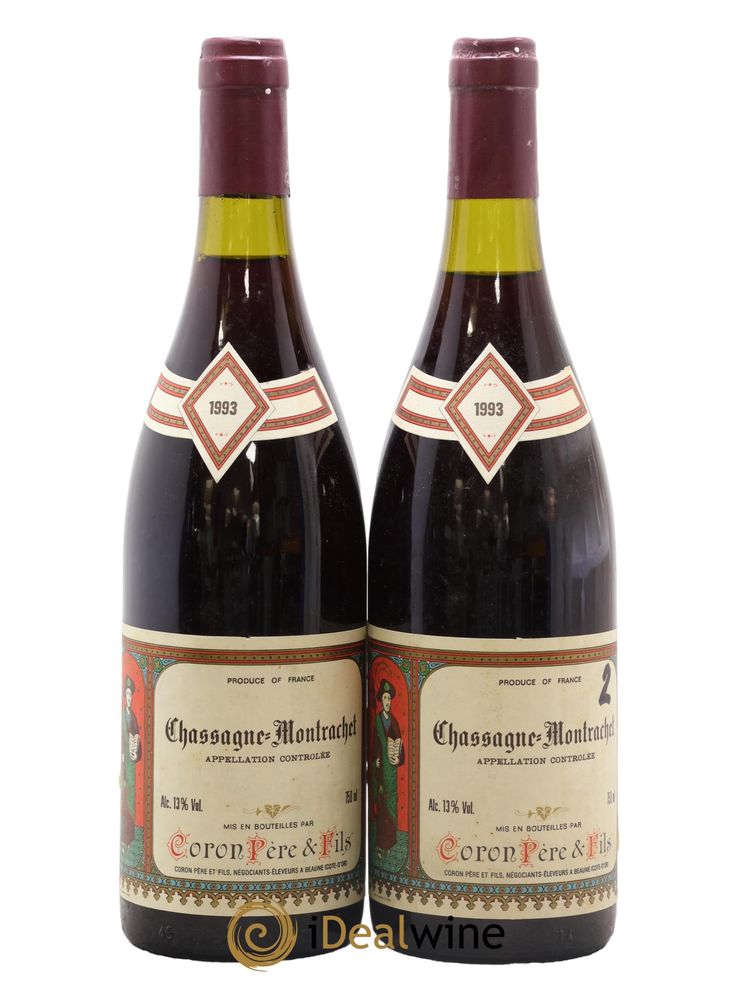 Chassagne-Montrachet Domaine Coron Père Et Fils 1993 - Posten von 2 Flaschen - 0