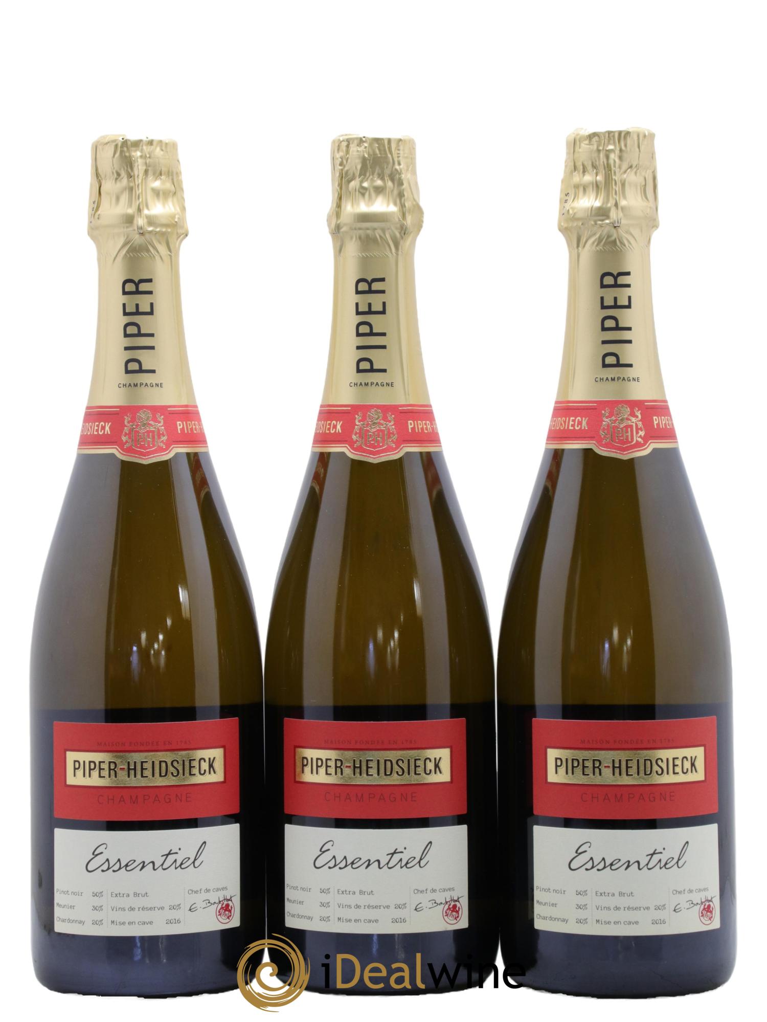 Essentiel Extra-Brut Piper Heidsieck - Lot of 3 bottles - 0