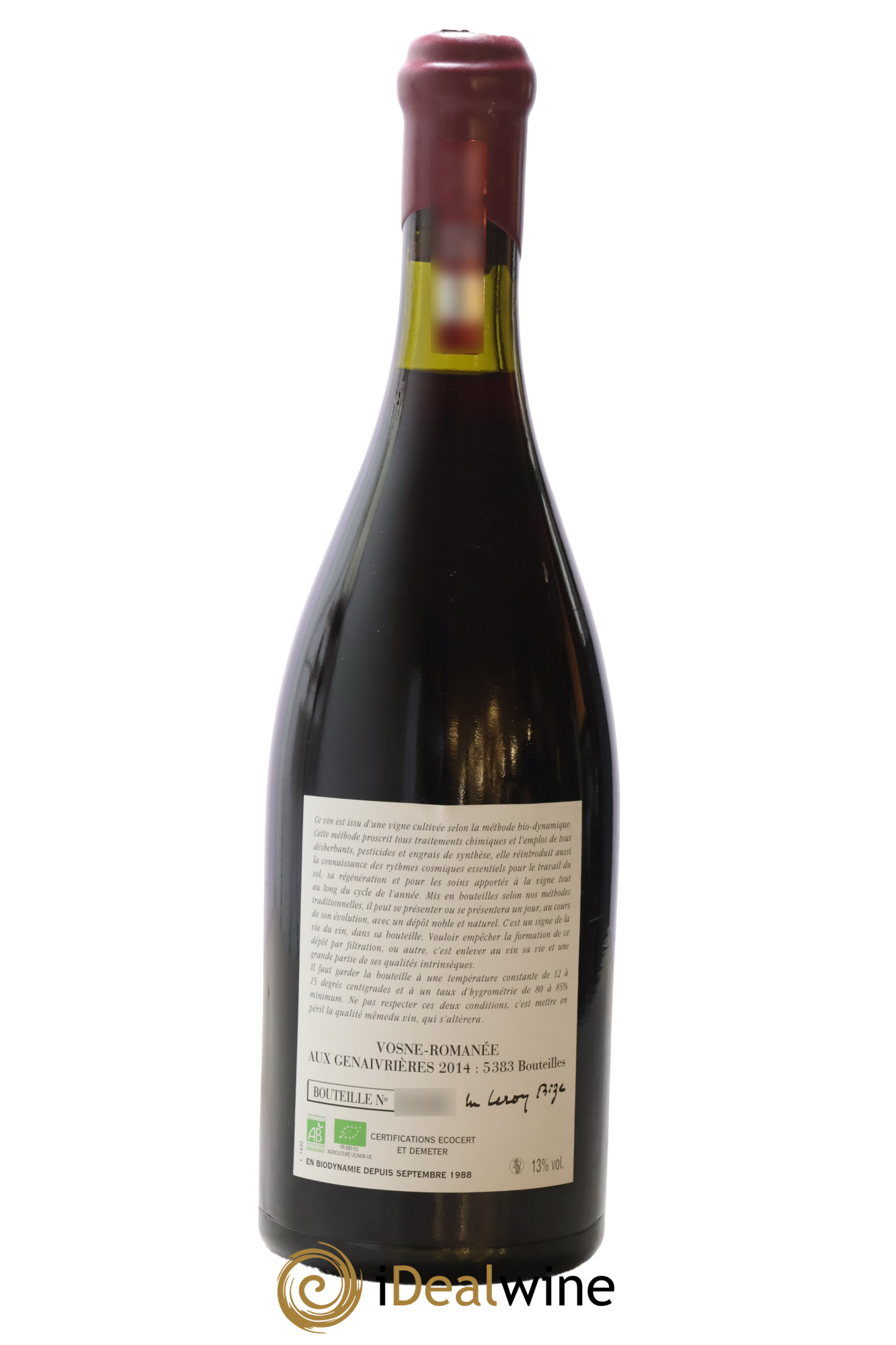 Vosne-Romanée Les Genaivrières Leroy (Domaine) 2014 - Lot de 1 bouteille - 1