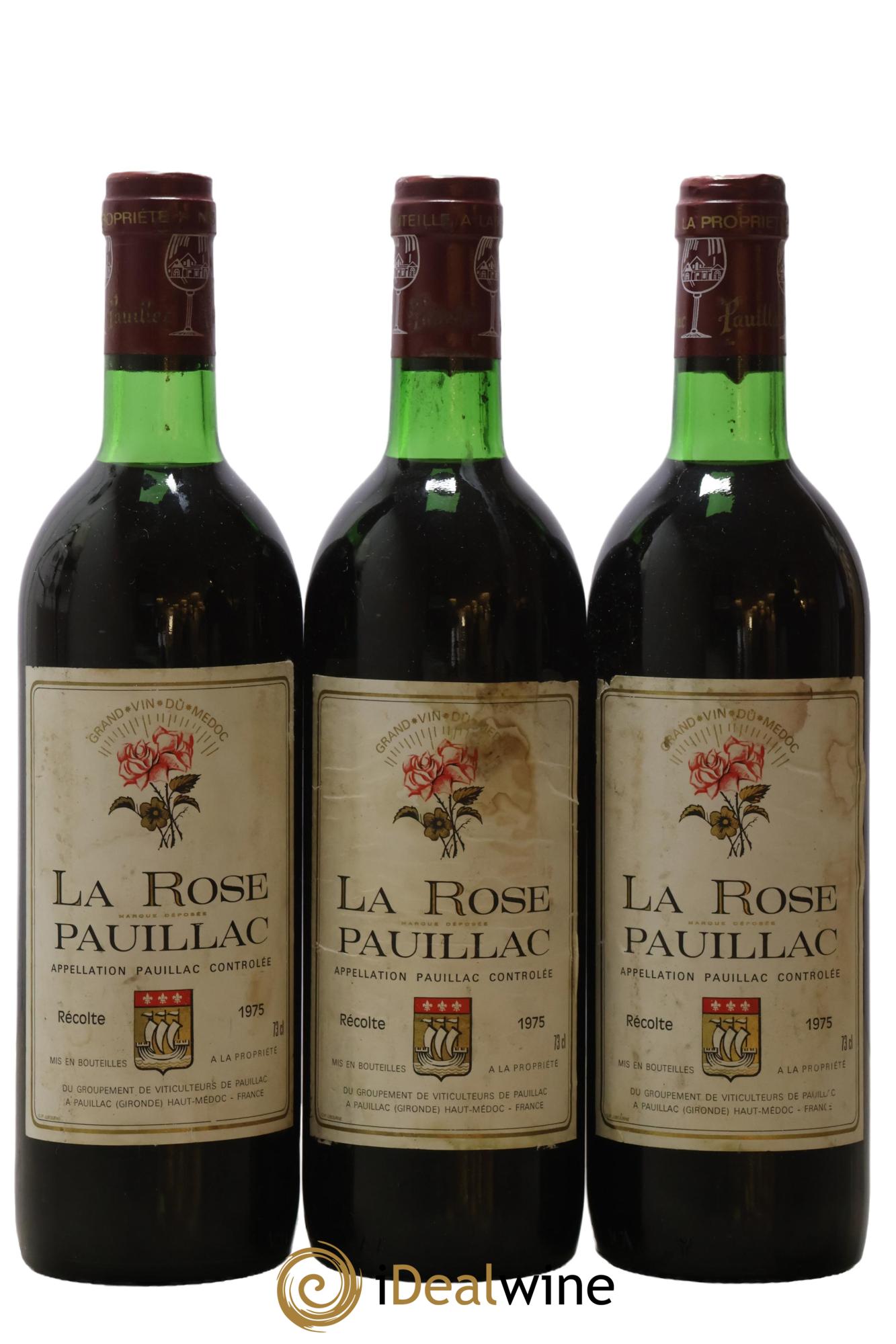 La Rose Pauillac 1975 - Lot de 3 bouteilles - 0
